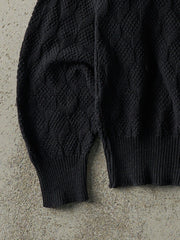 Vintage 90s Faded Black Patterned Knit Pullover (M)