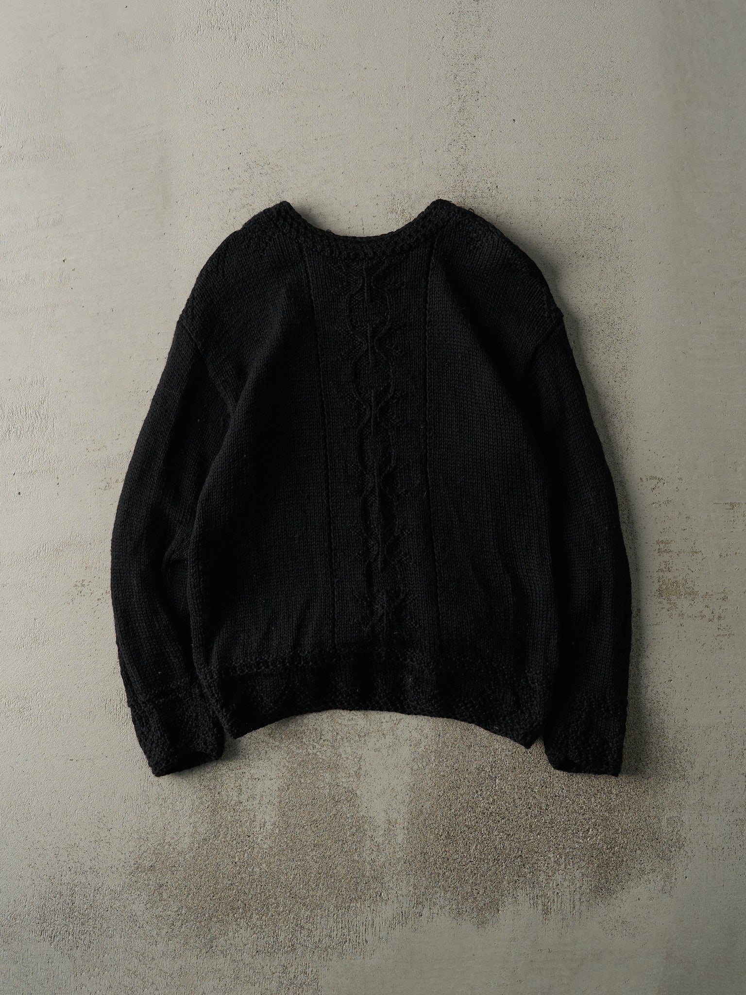 Vintage 80s Black Gap Hand Knit Wool Sweater (M)