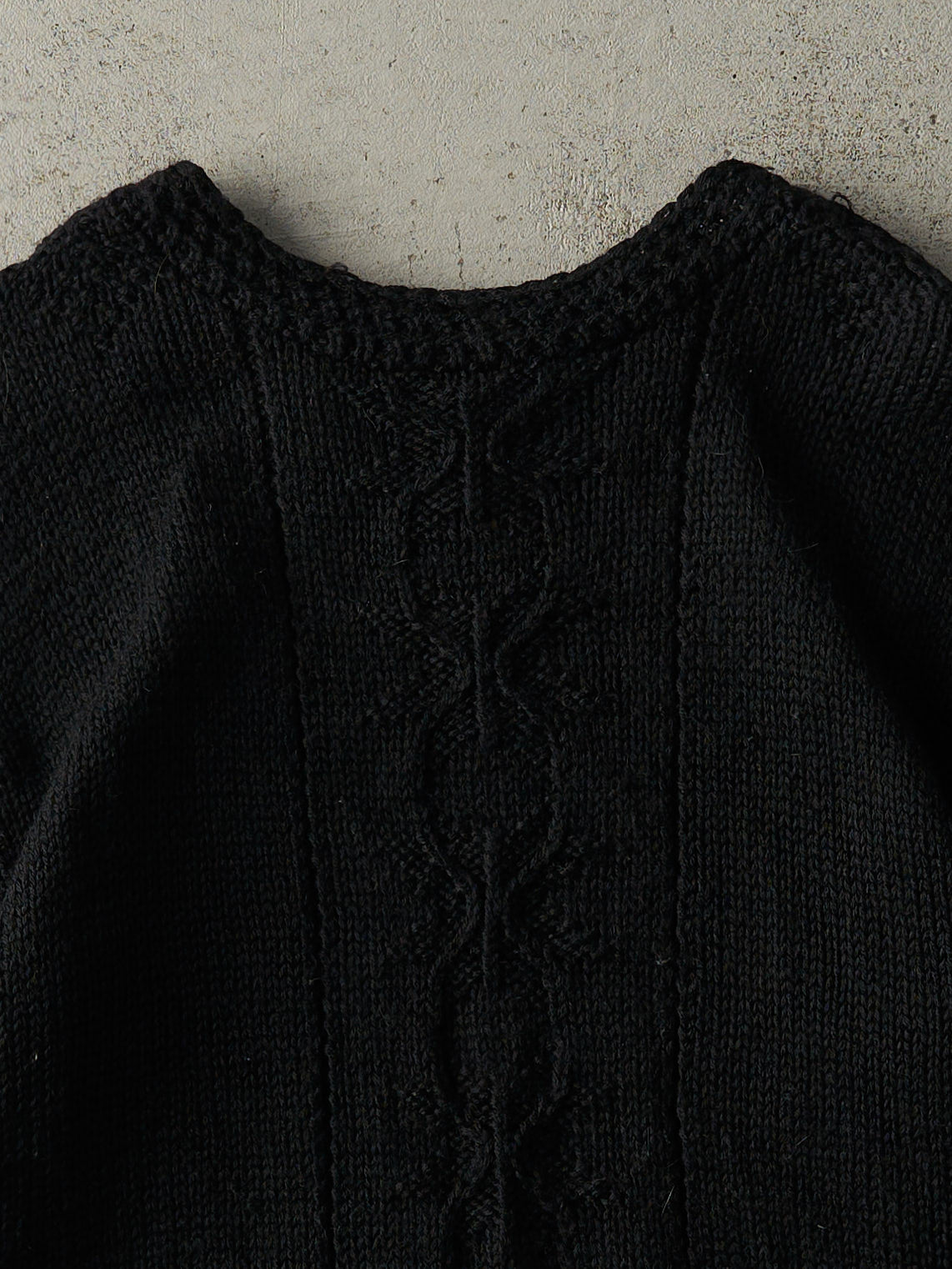 Vintage 80s Black Gap Hand Knit Wool Sweater (M)