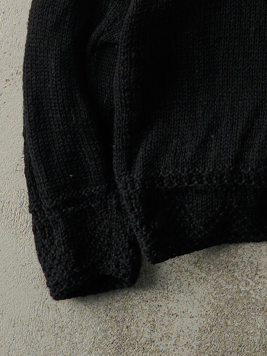 Vintage 80s Black Gap Hand Knit Wool Sweater (M)