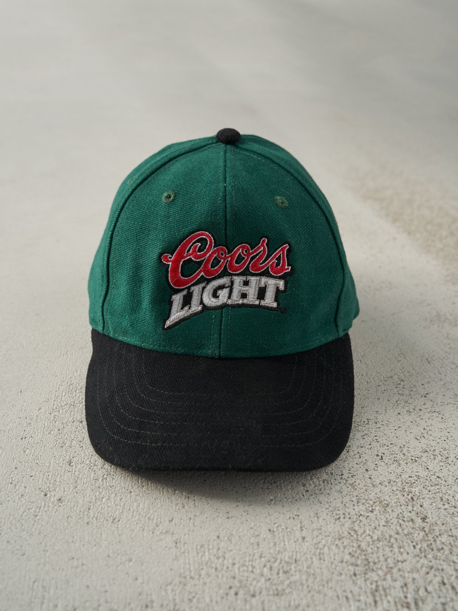 Vintage 90s Green Embroidered Coors Light Strapback Hat