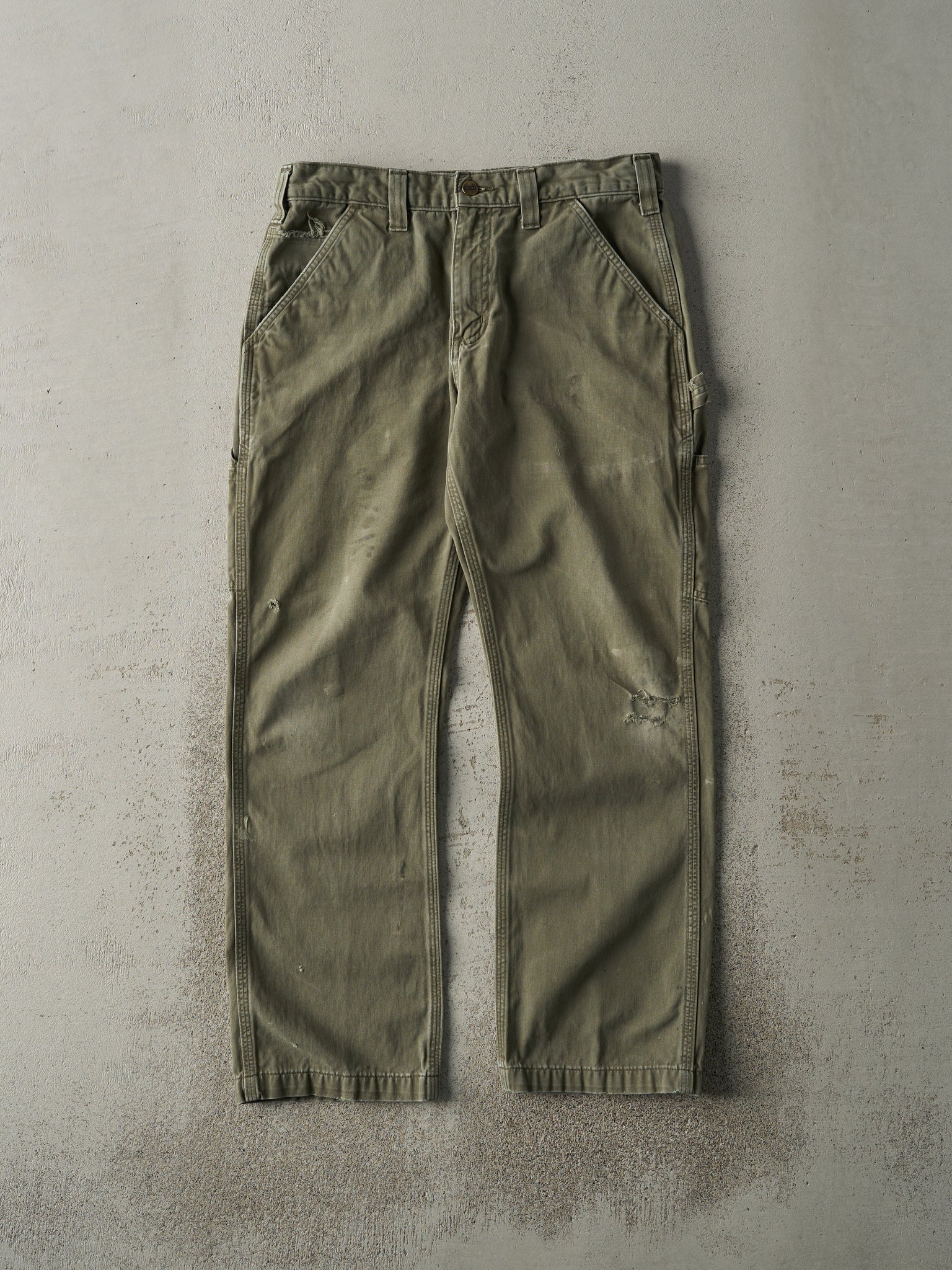 Vintage Y2K Faded Green Carhartt Soft Carpenter Pants (31.5x28.5)