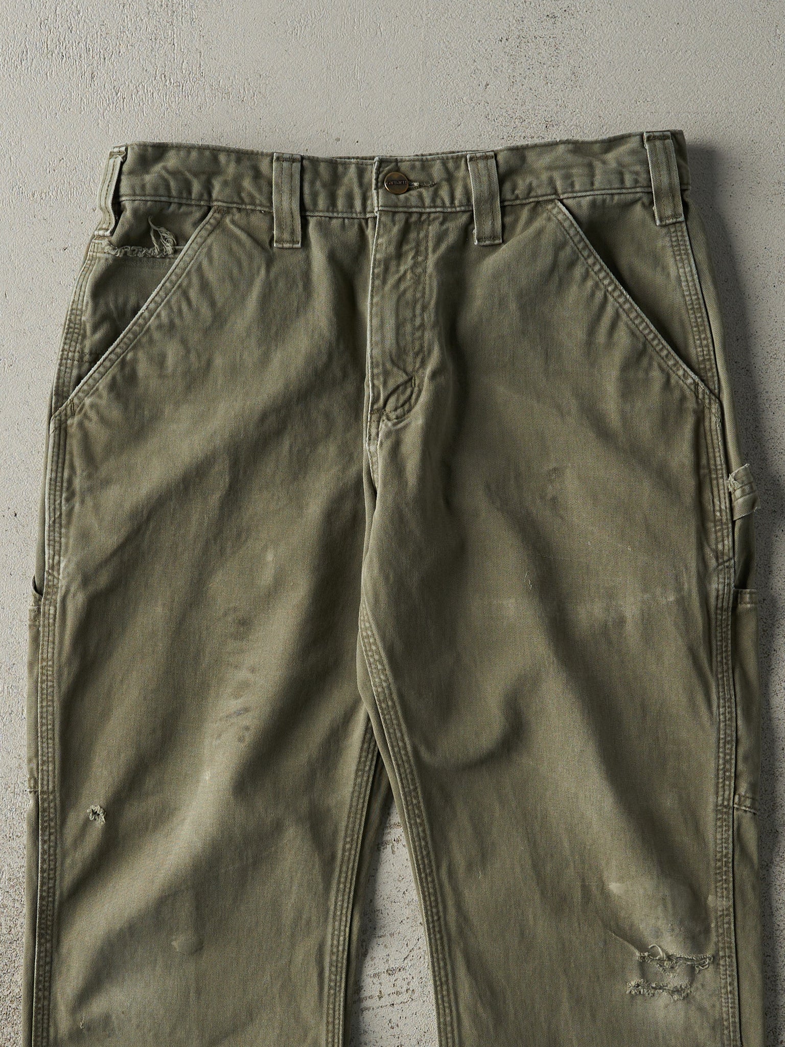 Vintage Y2K Faded Green Carhartt Soft Carpenter Pants (31.5x28.5)