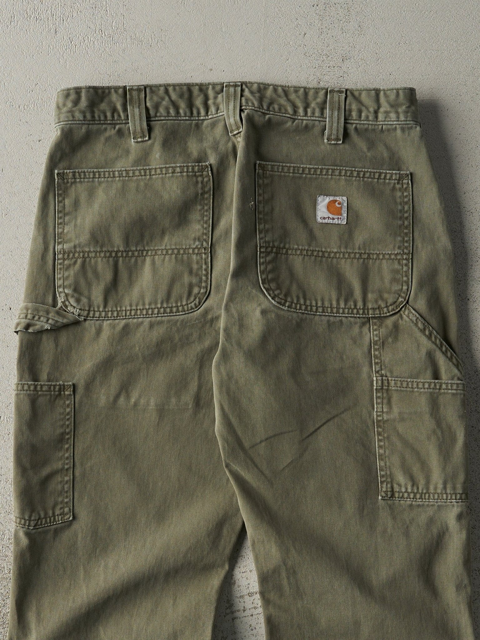Vintage Y2K Faded Green Carhartt Soft Carpenter Pants (31.5x28.5)