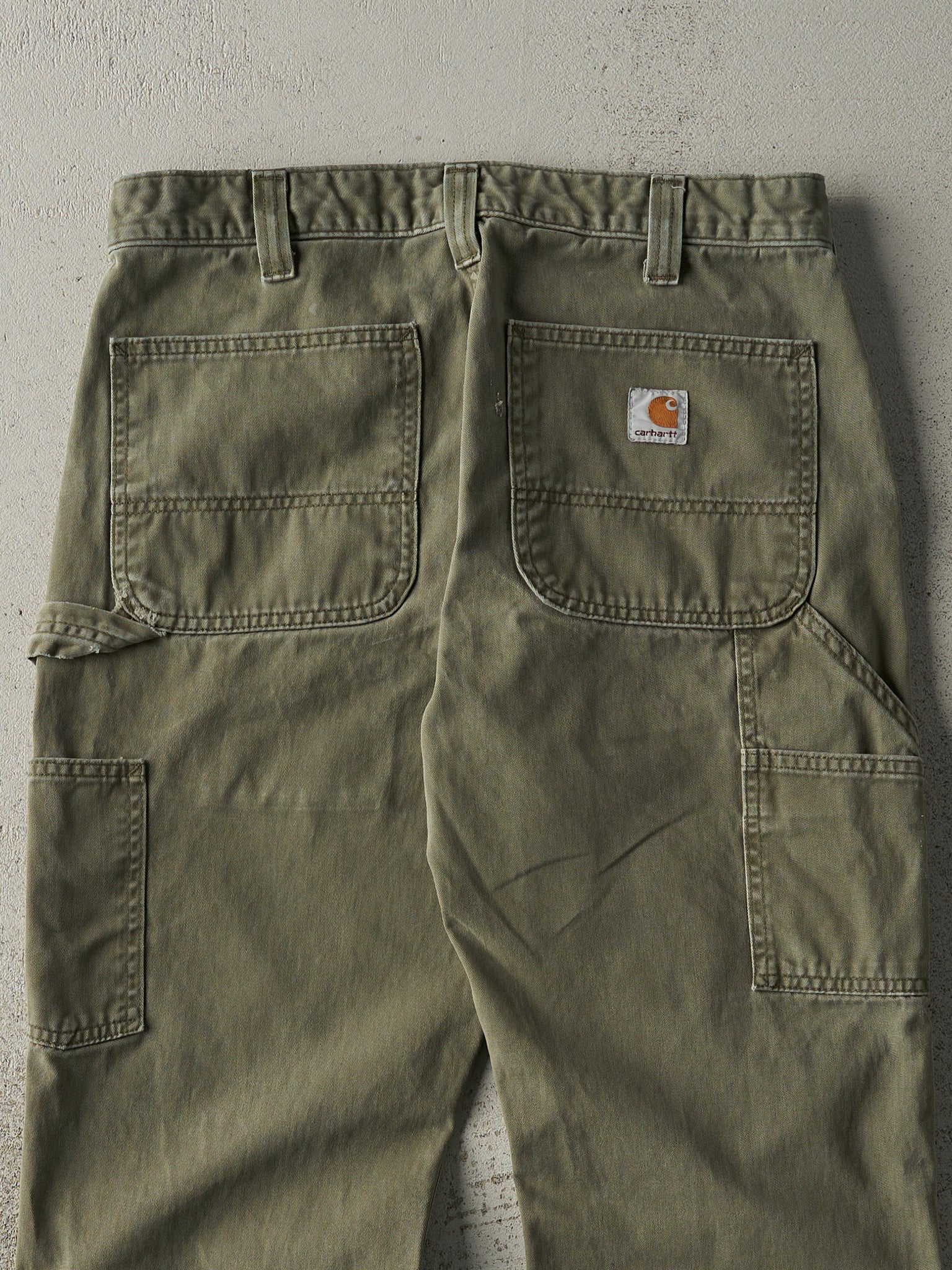 Vintage Y2K Faded Green Carhartt Soft Carpenter Pants (31.5x28.5)