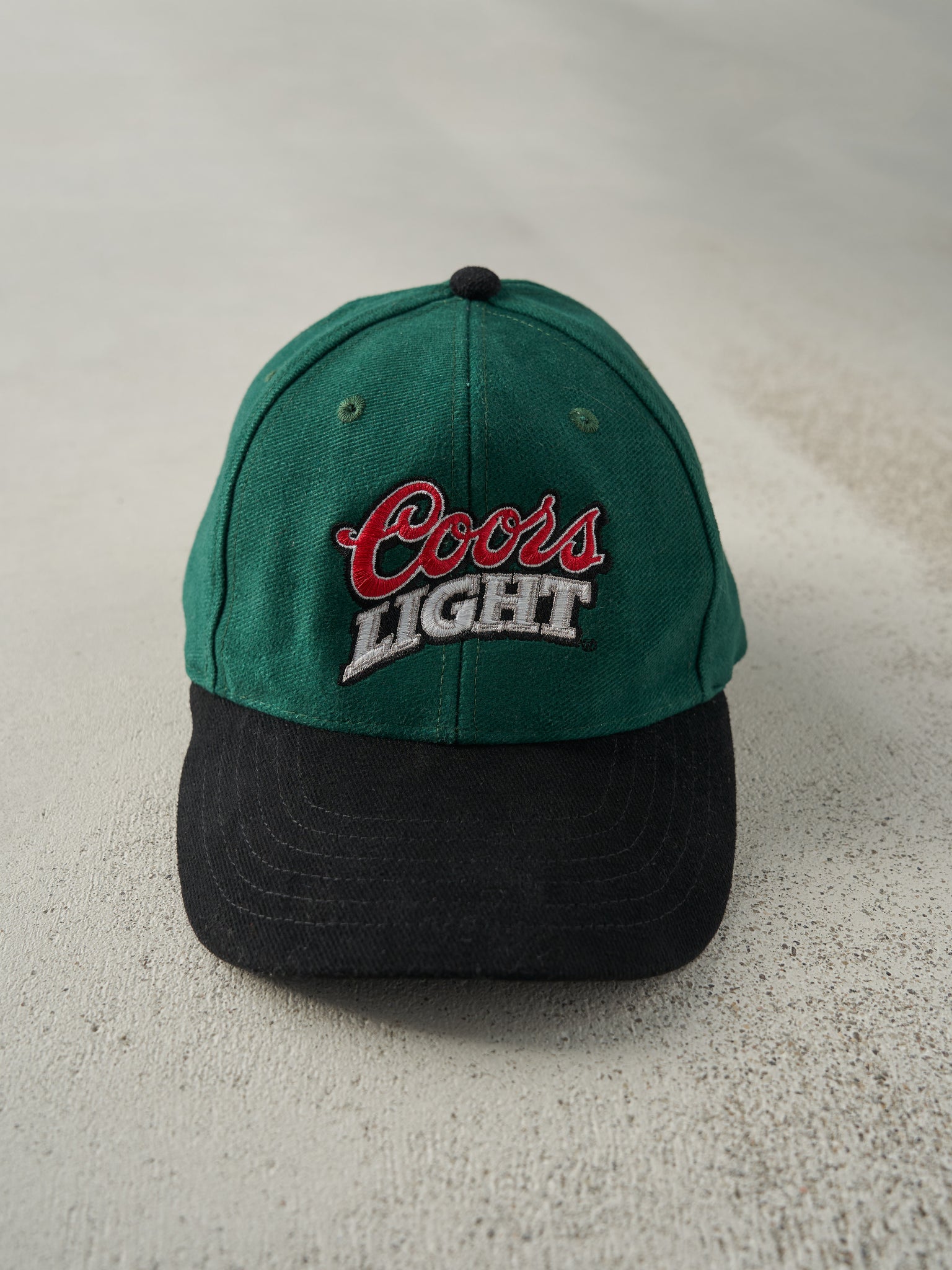 Vintage 90s Green Embroidered Coors Light Strap Back Hat