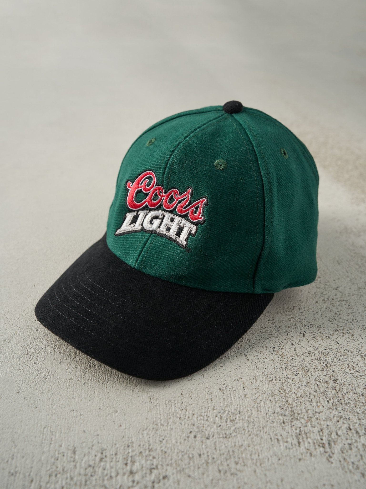 Vintage 90s Green Embroidered Coors Light Strapback Hat