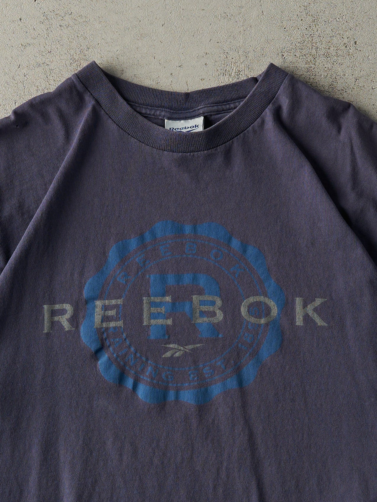 90s Reebok Tag Vintage 90s Navy Blue Reebok Logo Tee (M) – Rebalance Vintage