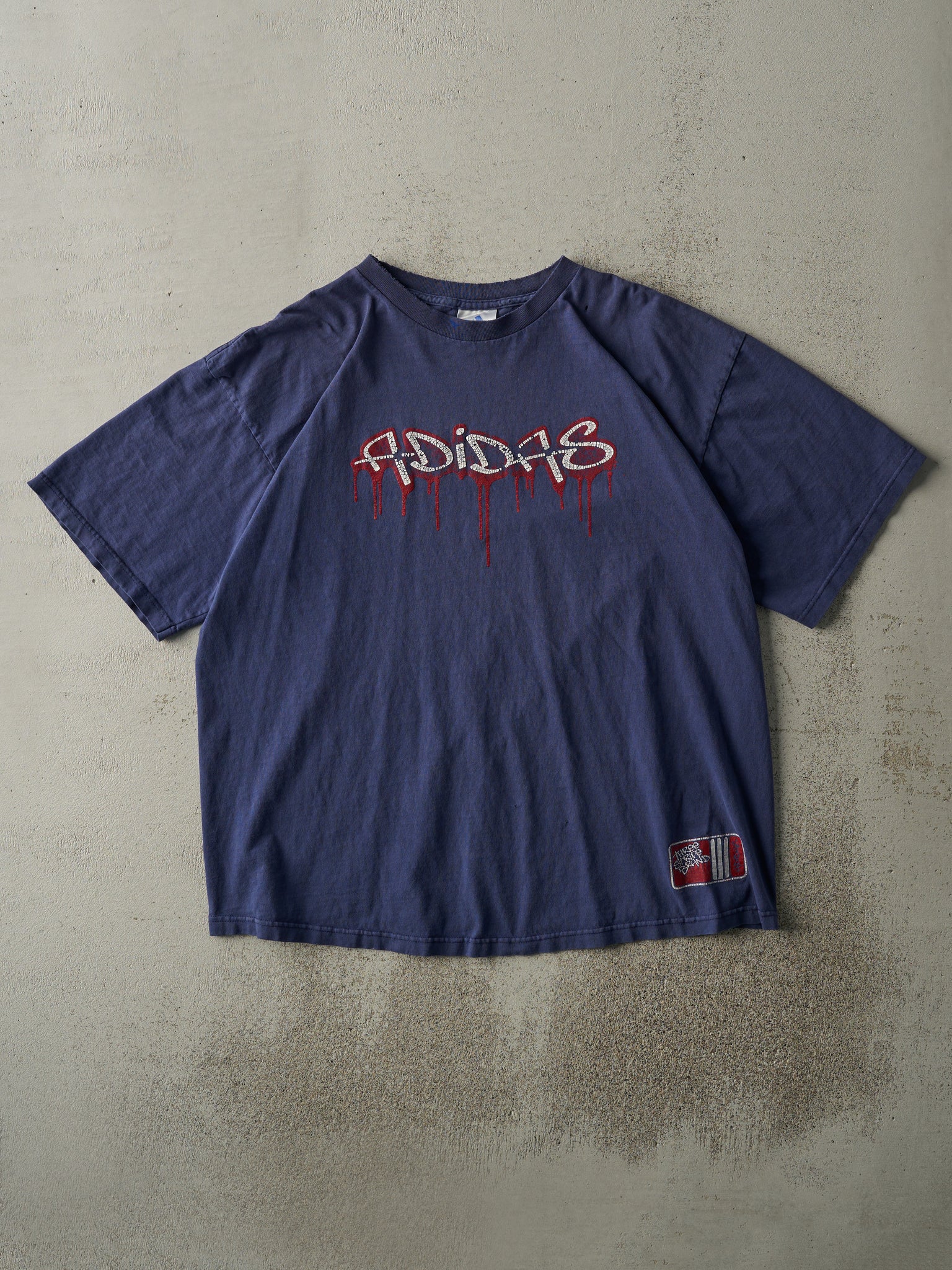 Vintage Y2K Navy Blue Adidas Logo Tee (L)