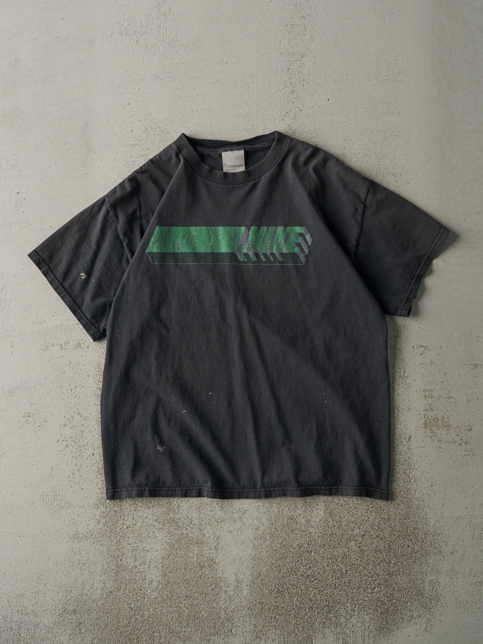 Vintage Y2K Faded Black Nike Logo Tee (M)