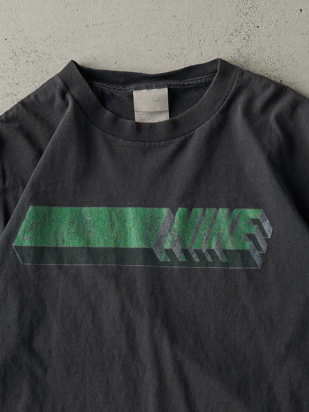 Vintage Y2K Faded Black Nike Logo Tee (M)