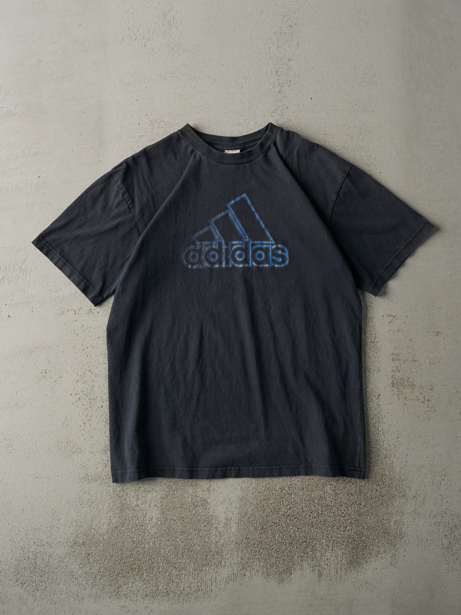 Vintage 90s Faded Black Adidas Logo Tee (M/L)