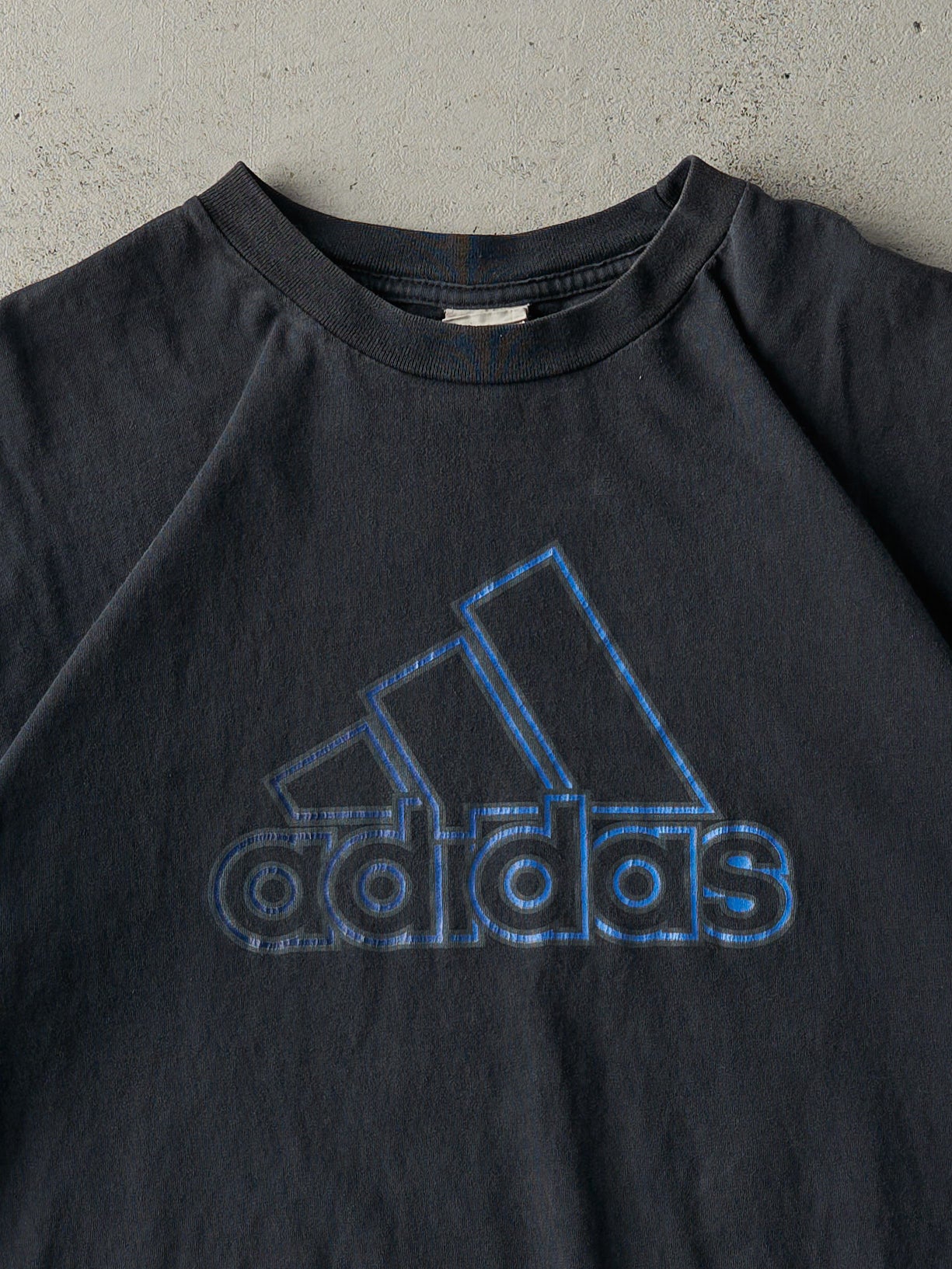 Vintage 90s Faded Black Adidas Logo Tee (M/L)