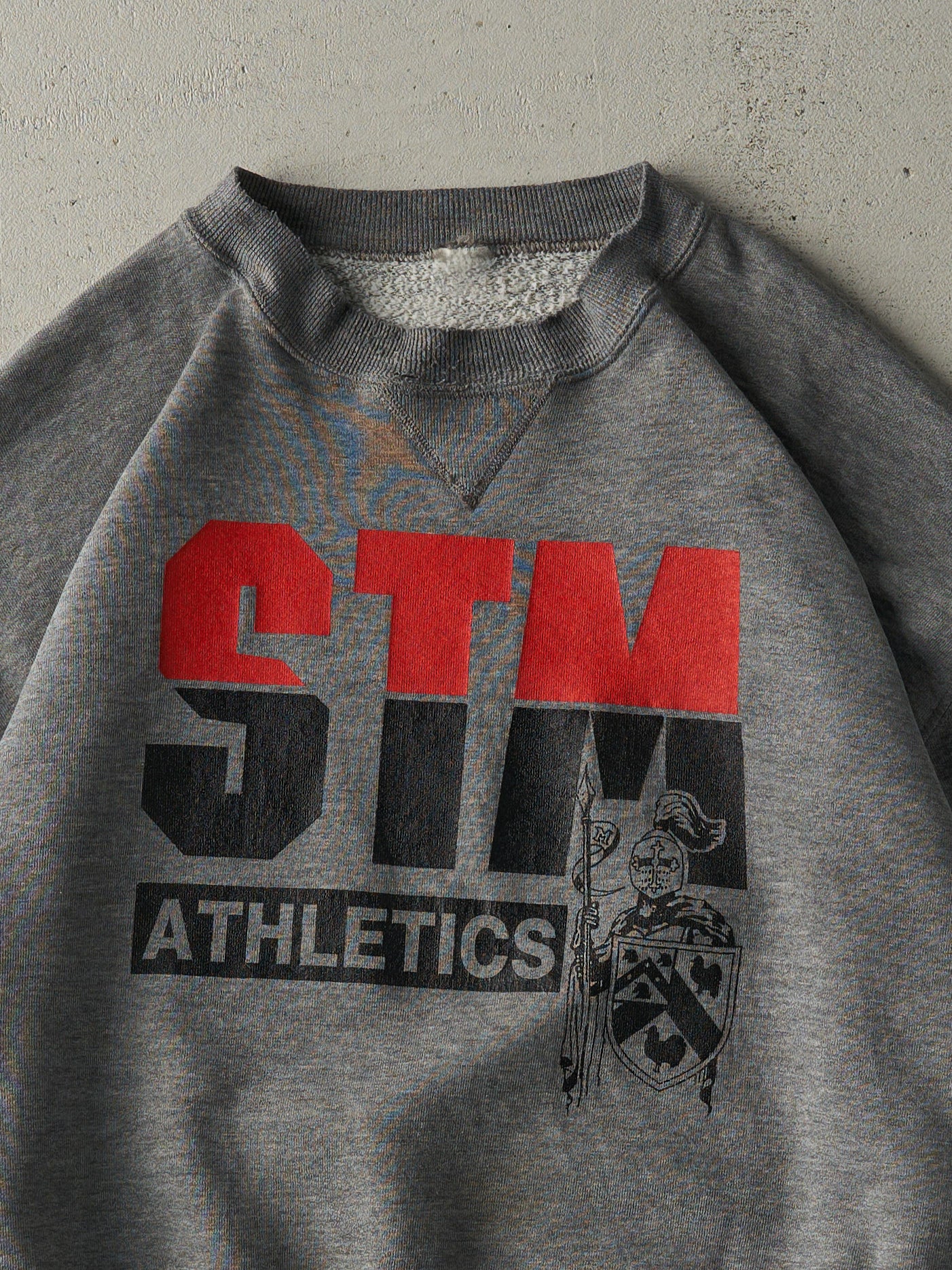 Vintage 90s Grey STM Athletics Russell Athletic Boxy Crewneck (L)