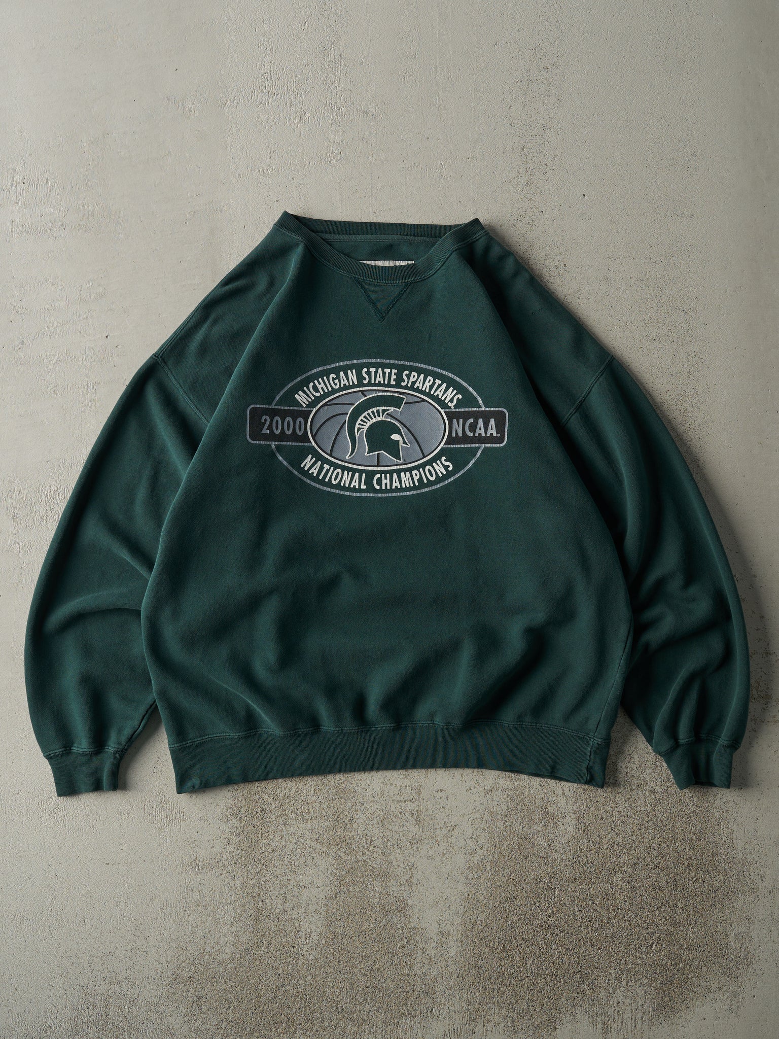 Vintage 00' Green Michigan State Spartans National Champions Crewneck (L)