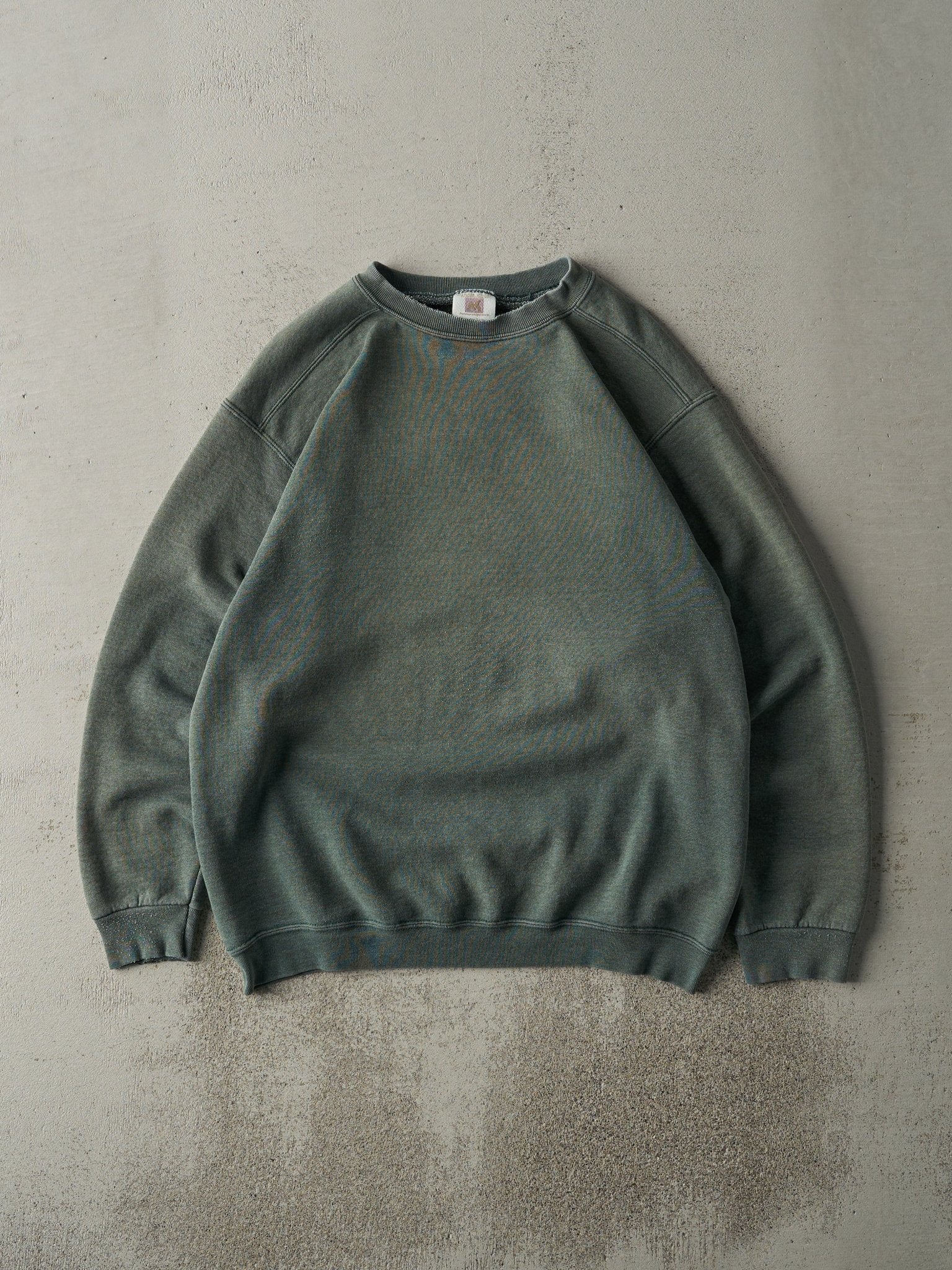 Vintage 90s Washed Green Blank Crewneck (M)