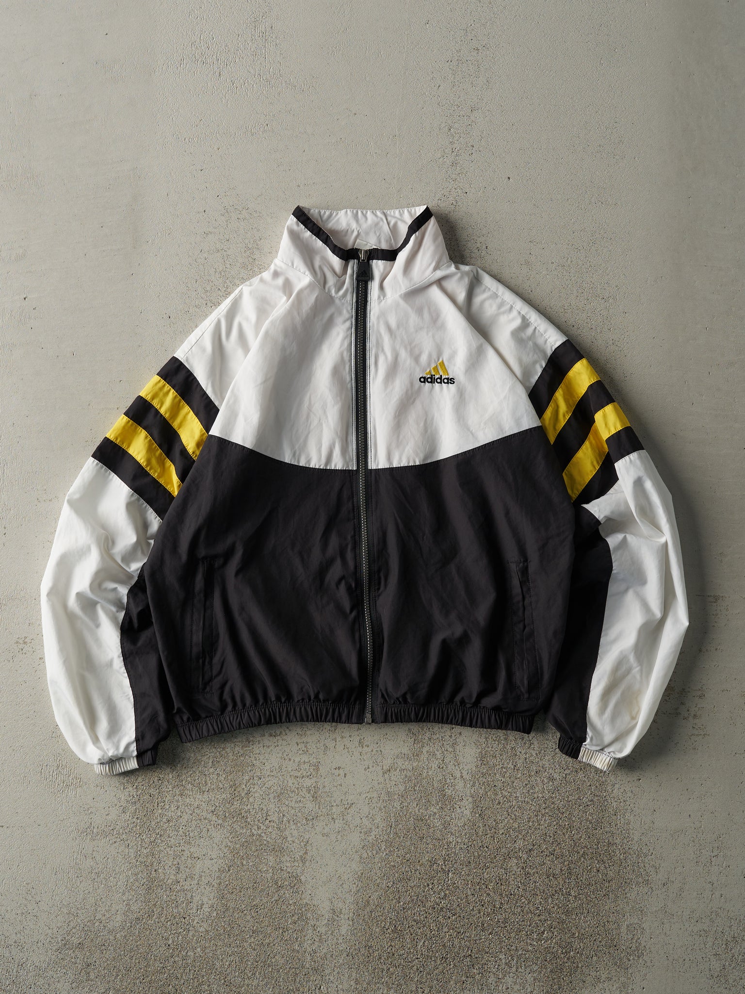 Vintage 90s Black, White & Yellow Adidas Track Jacket (S)