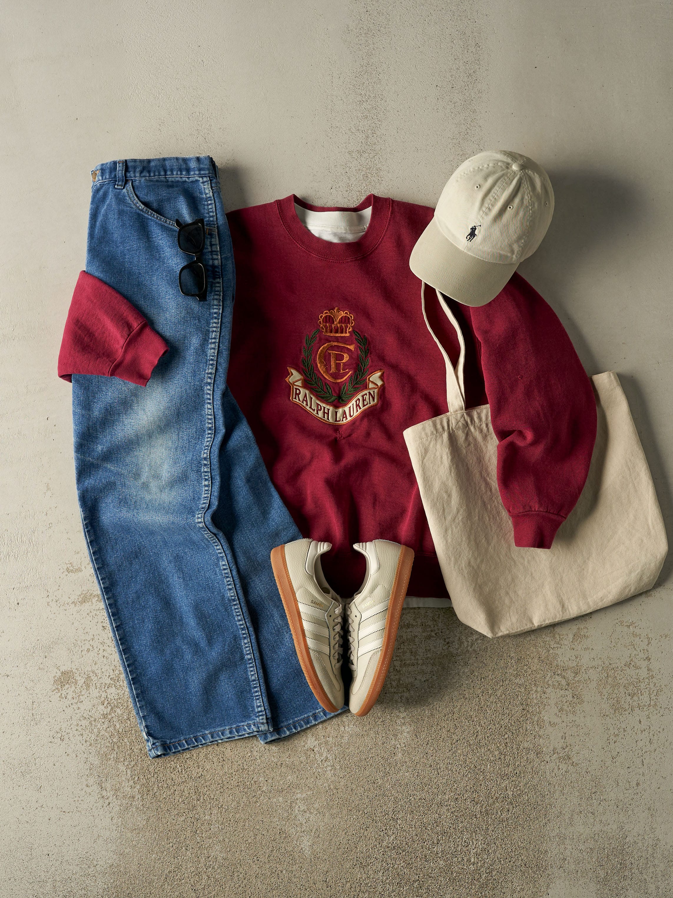 Vintage 90s Burgundy Polo Embroidered Crewneck (S)