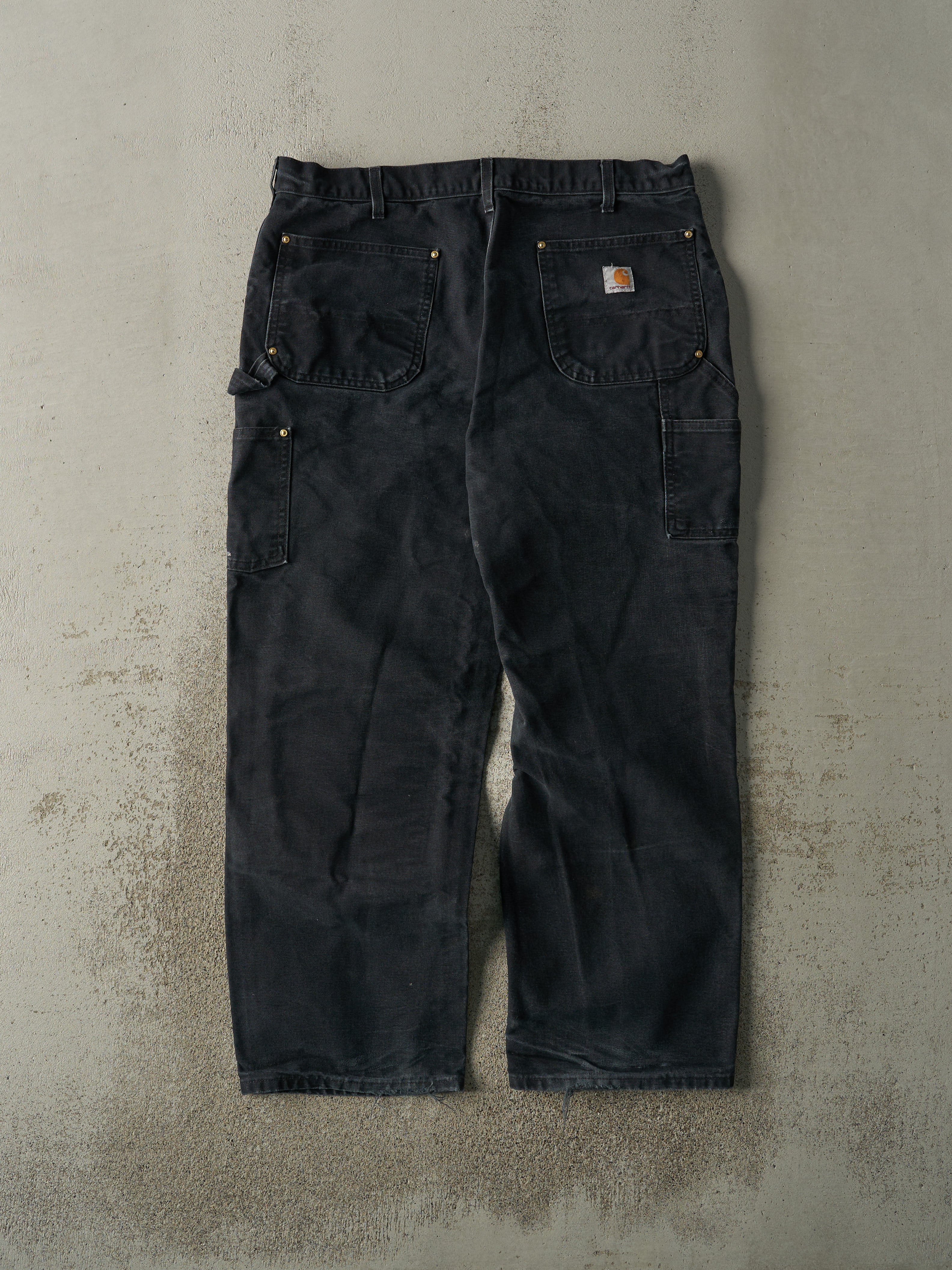 Vintage 90s Faded Black Carhartt Double Knee Carpenter Pants (36.5x28.5)