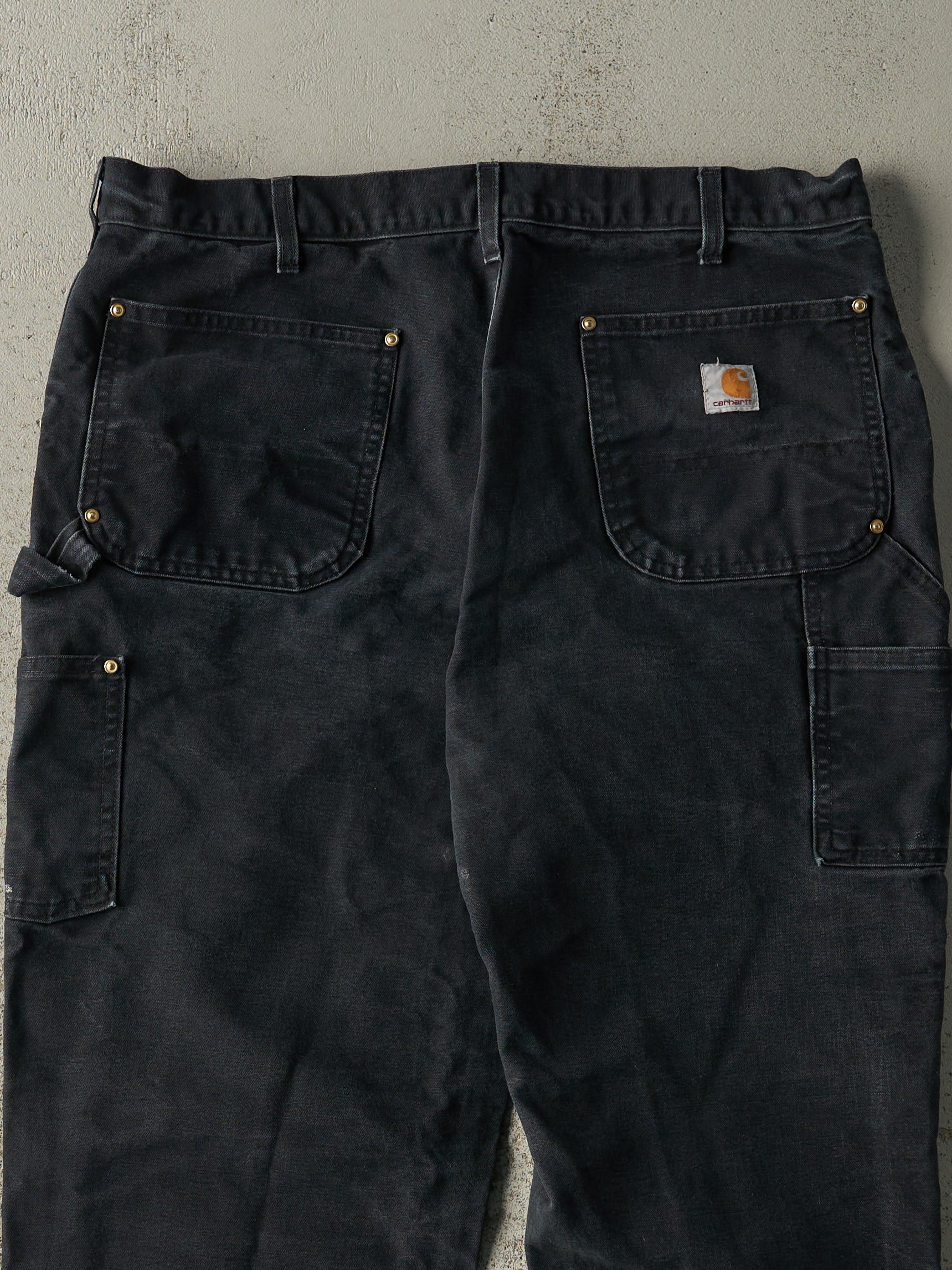 Vintage 90s Faded Black Carhartt Double Knee Carpenter Pants (36.5x28.5)