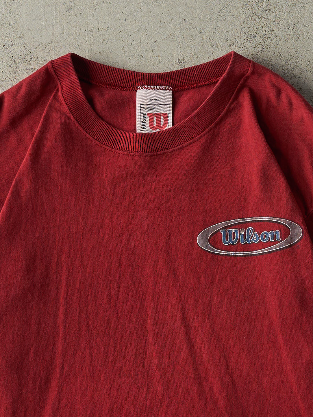 Vintage 90s Burgundy Wilson Logo Tee (L/XL)