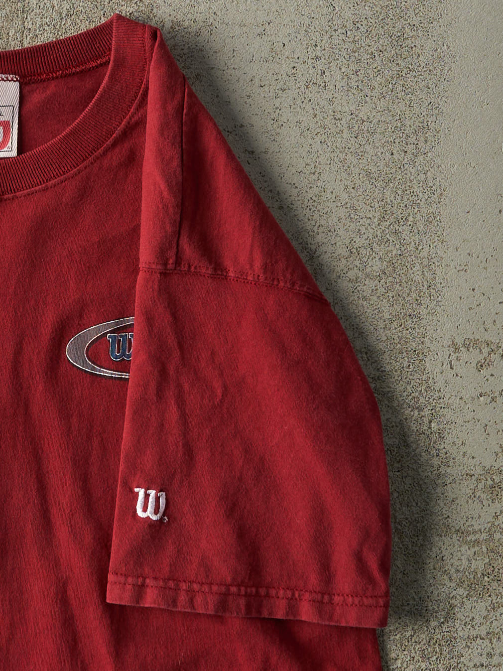 Vintage 90s Burgundy Wilson Logo Tee (L/XL)