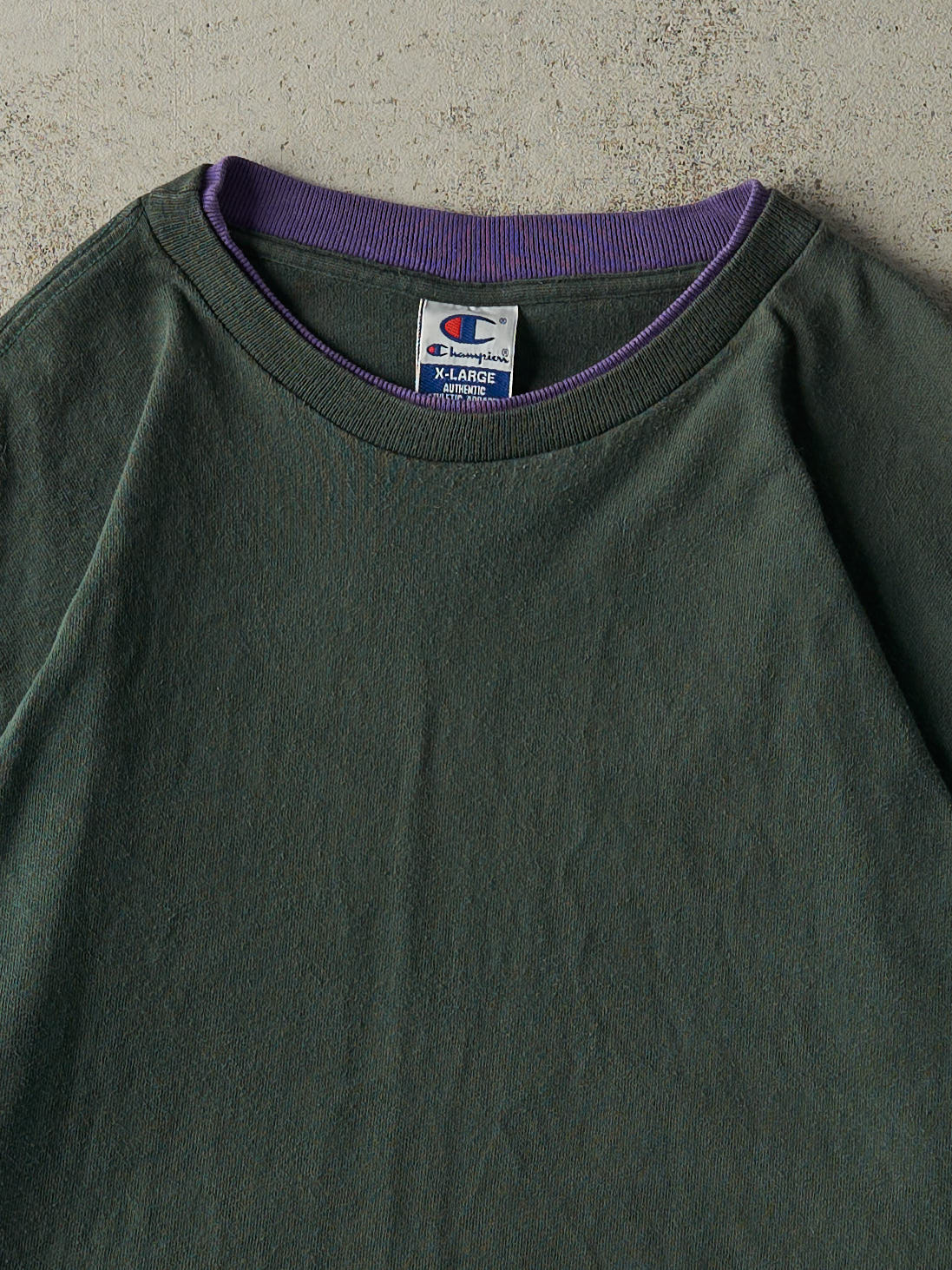 Vintage 90s Green Double Neck Champion Blank Tee (XL)