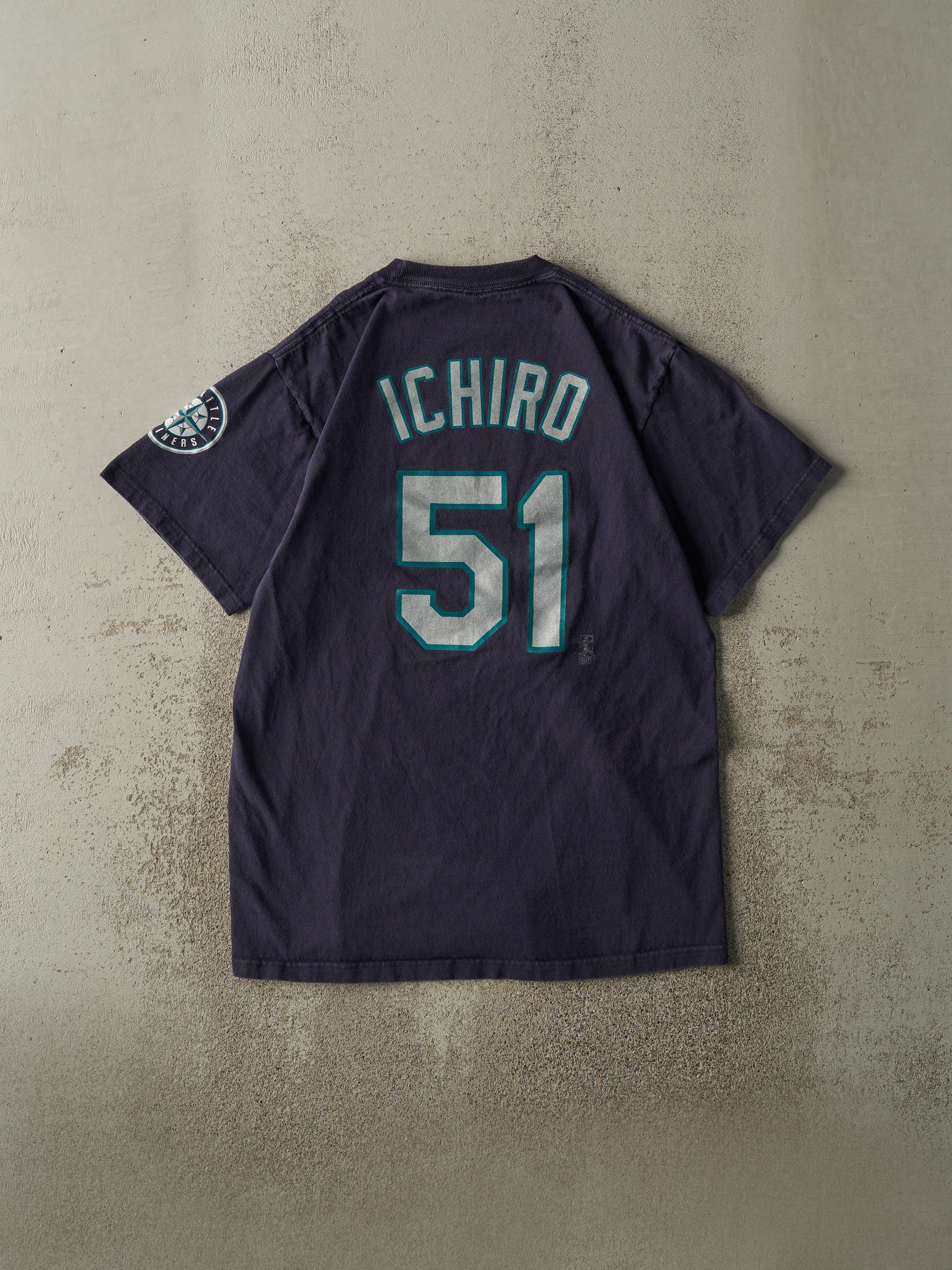 Vintage Y2K Navy Blue Seattle Mariners #51 Ichiro Player Tee (M/L)