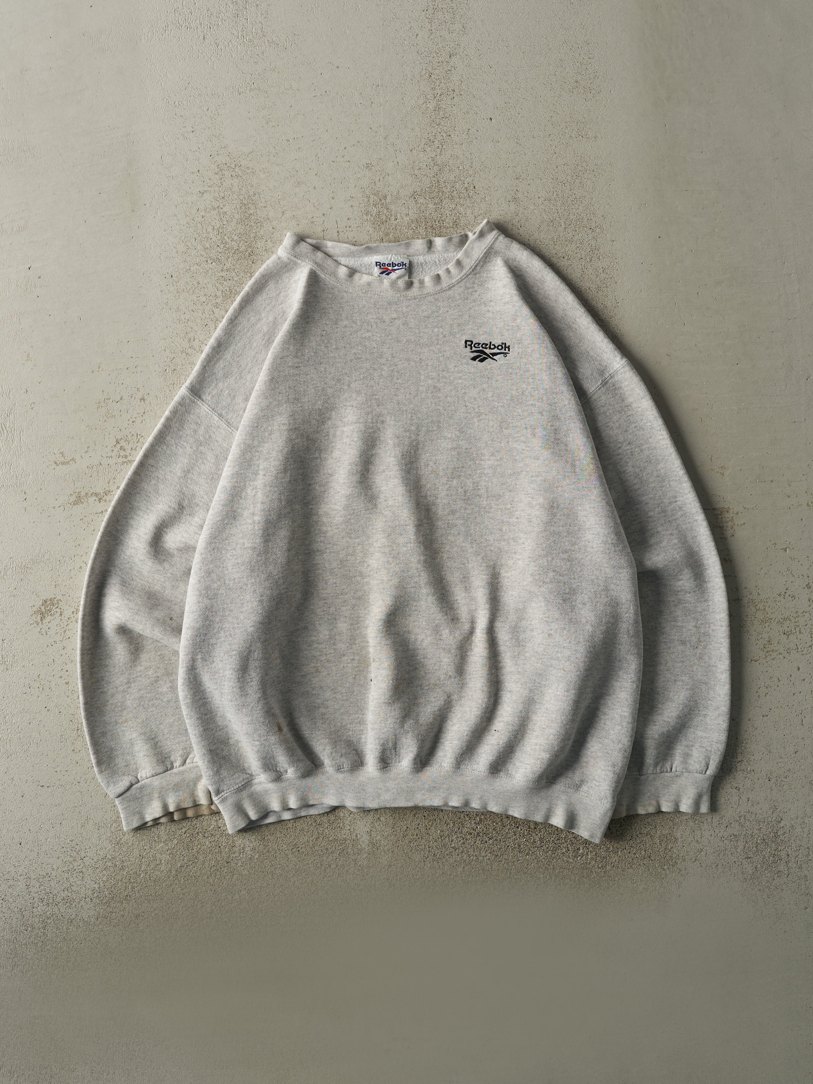 Vintage 90s Heather Grey Reebok Embroidered Crewneck (XL/XXL)