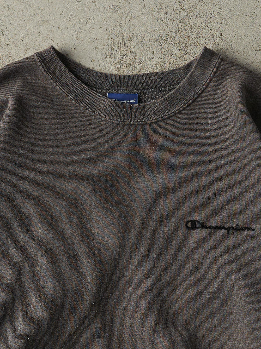Vintage 90s Charcoal Grey Champion Logo Boxy Crewneck (XL)