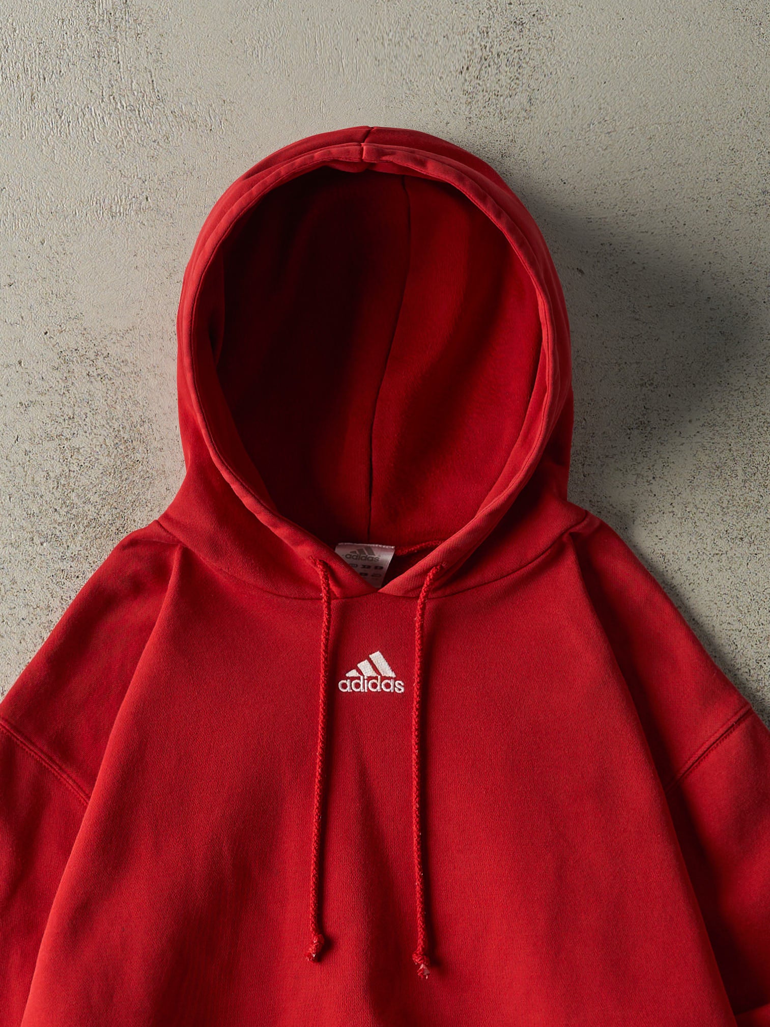 Vintage Y2K Red Adidas Embroidered Logo Boxy Hoodie (L)
