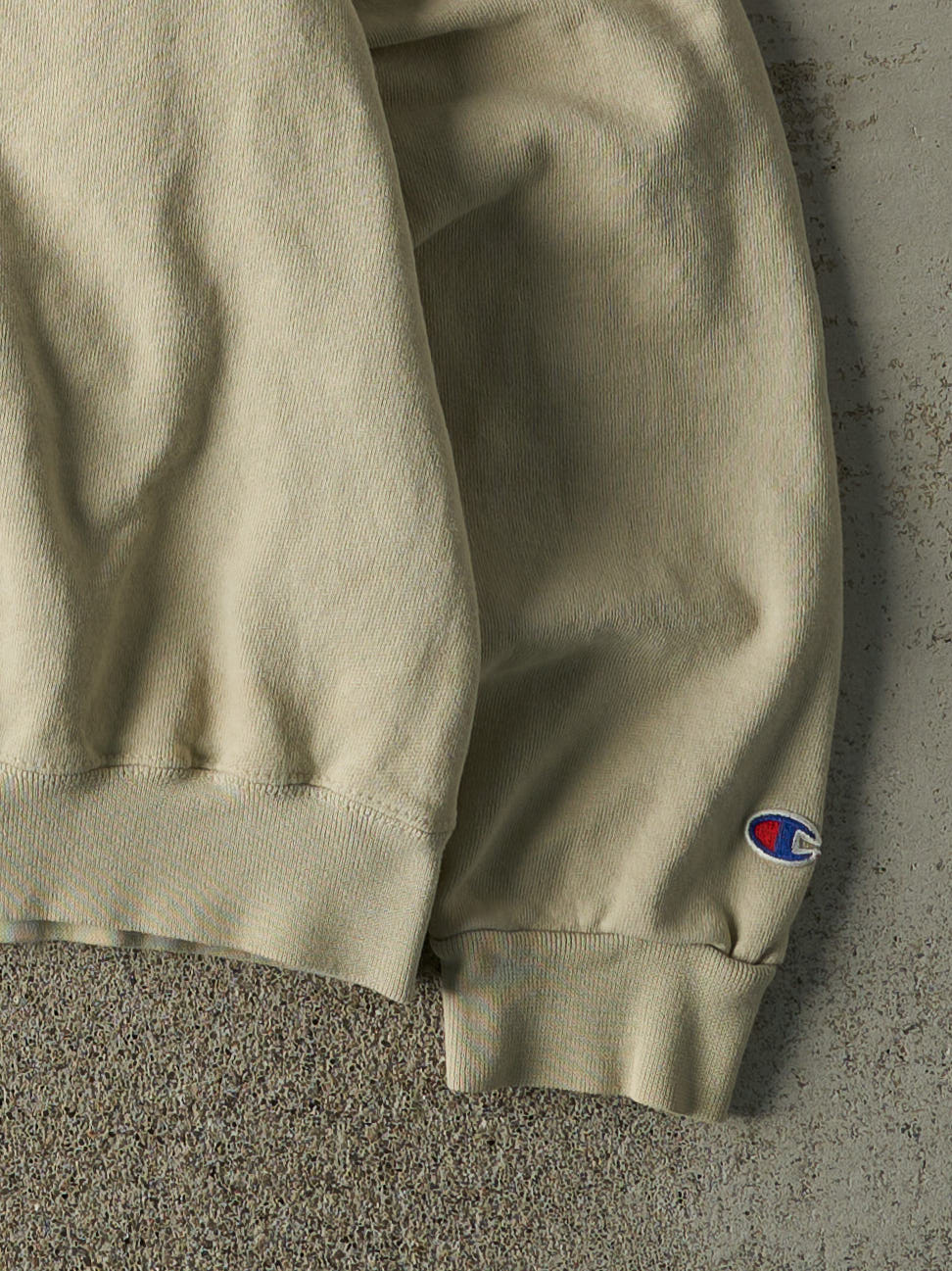 Vintage 90s Beige Champion Double Neck Embroidered Crewneck (M/L)