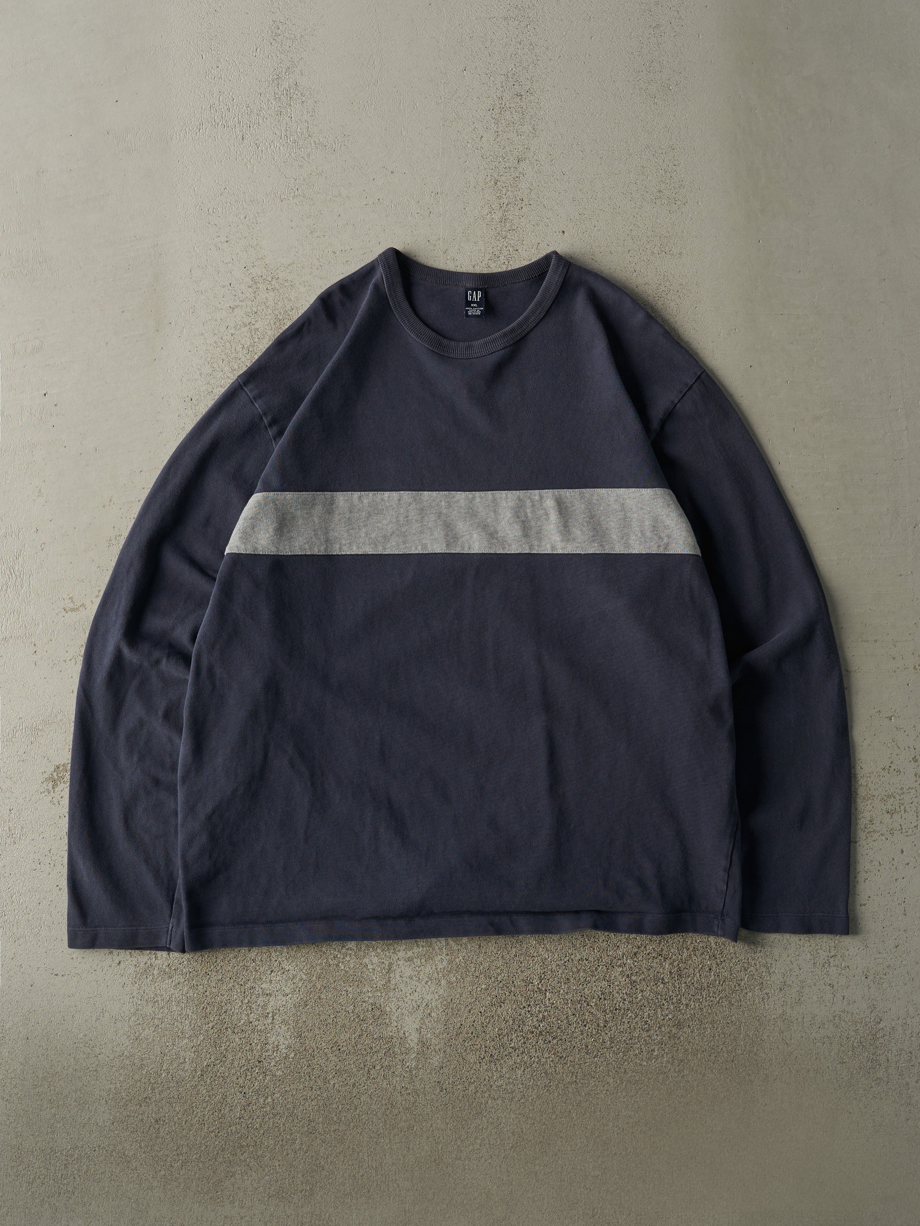 Vintage Y2K Navy Blue & Grey Gap Thermal Long Sleeve (XXL)