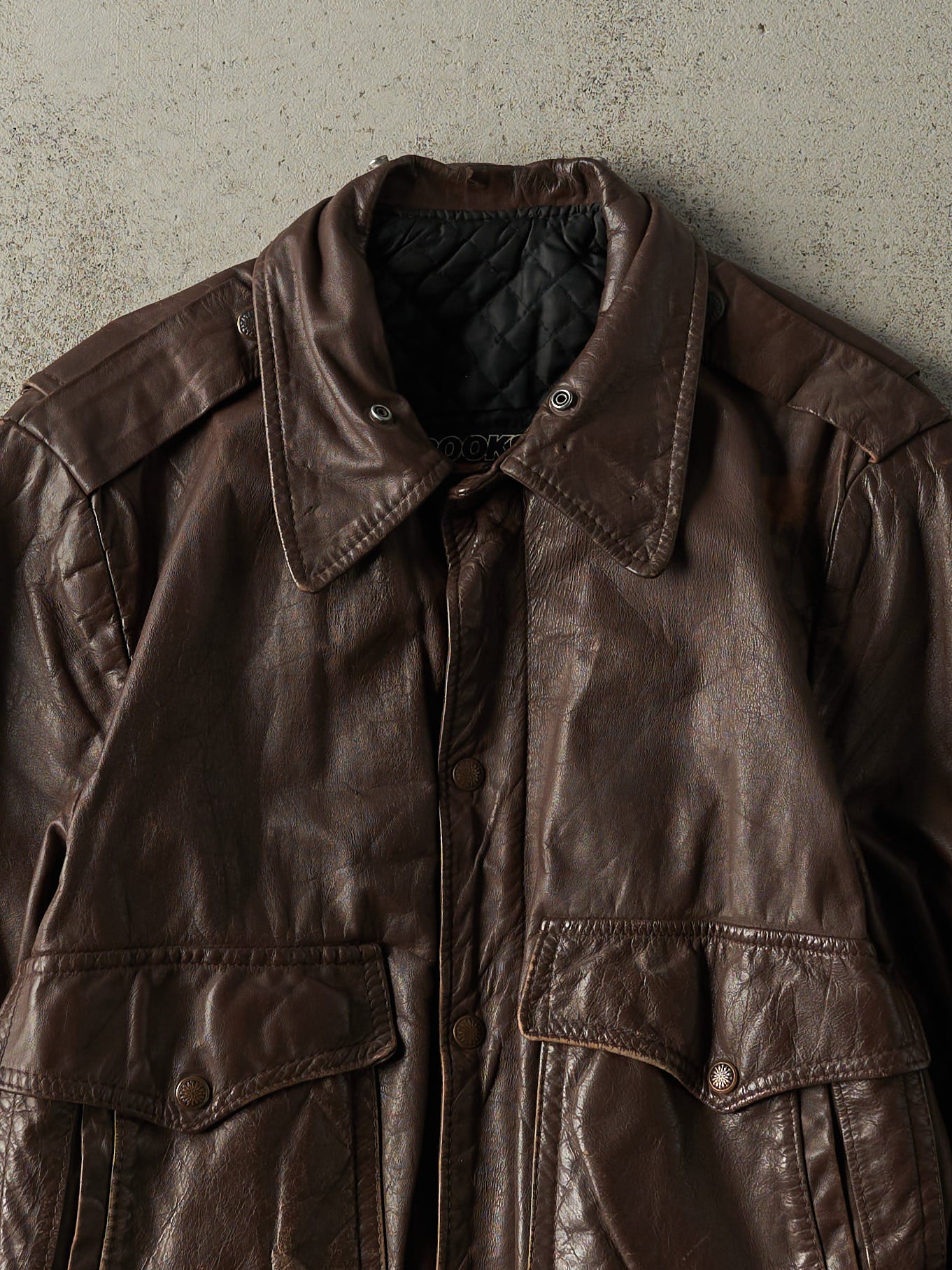 Vintage 90s Brown Brooks Leather Flight Jacket (M/L)