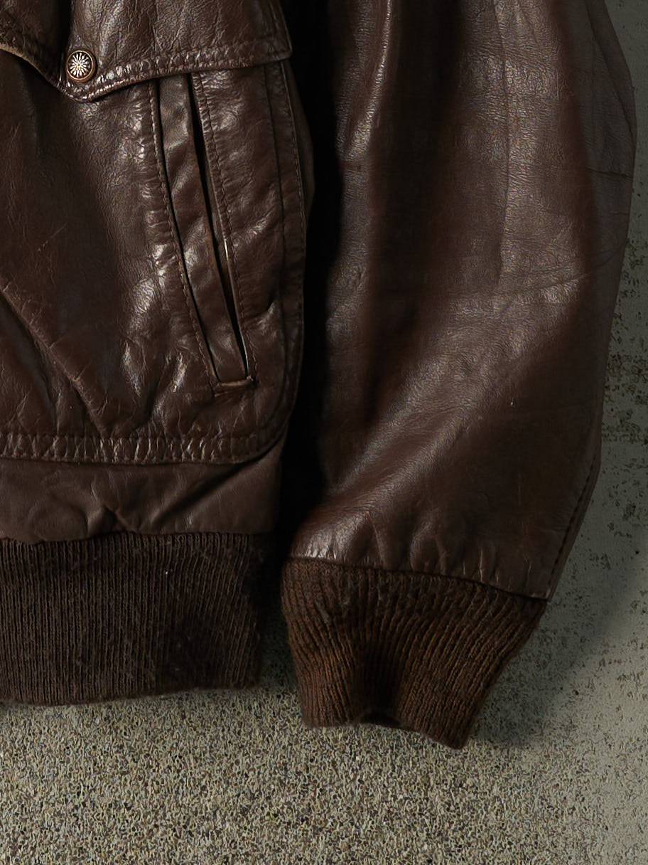 Vintage 90s Brown Brooks Leather Flight Jacket (M/L)