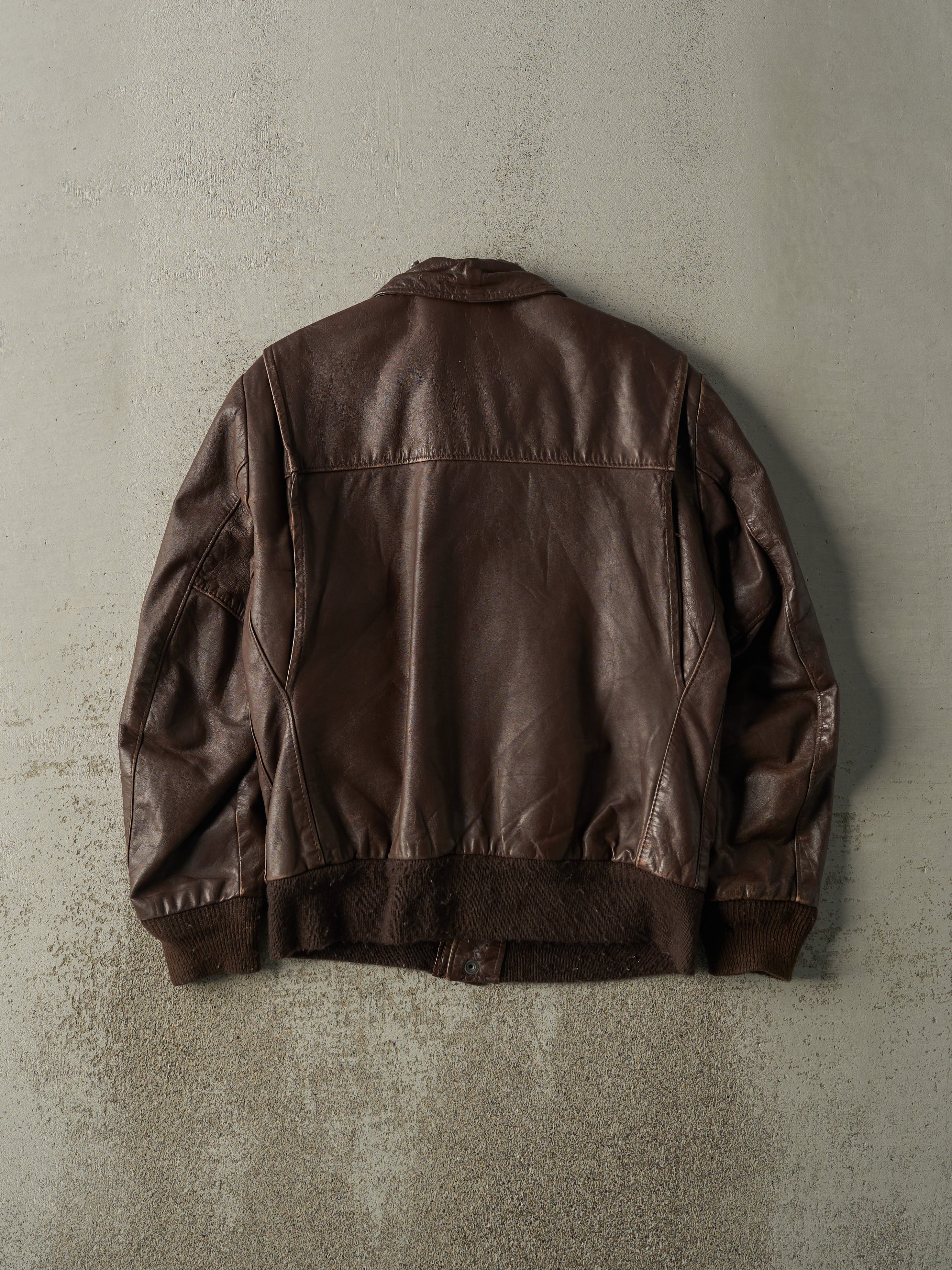 Vintage 90s Brown Brooks Leather Flight Jacket (M/L)