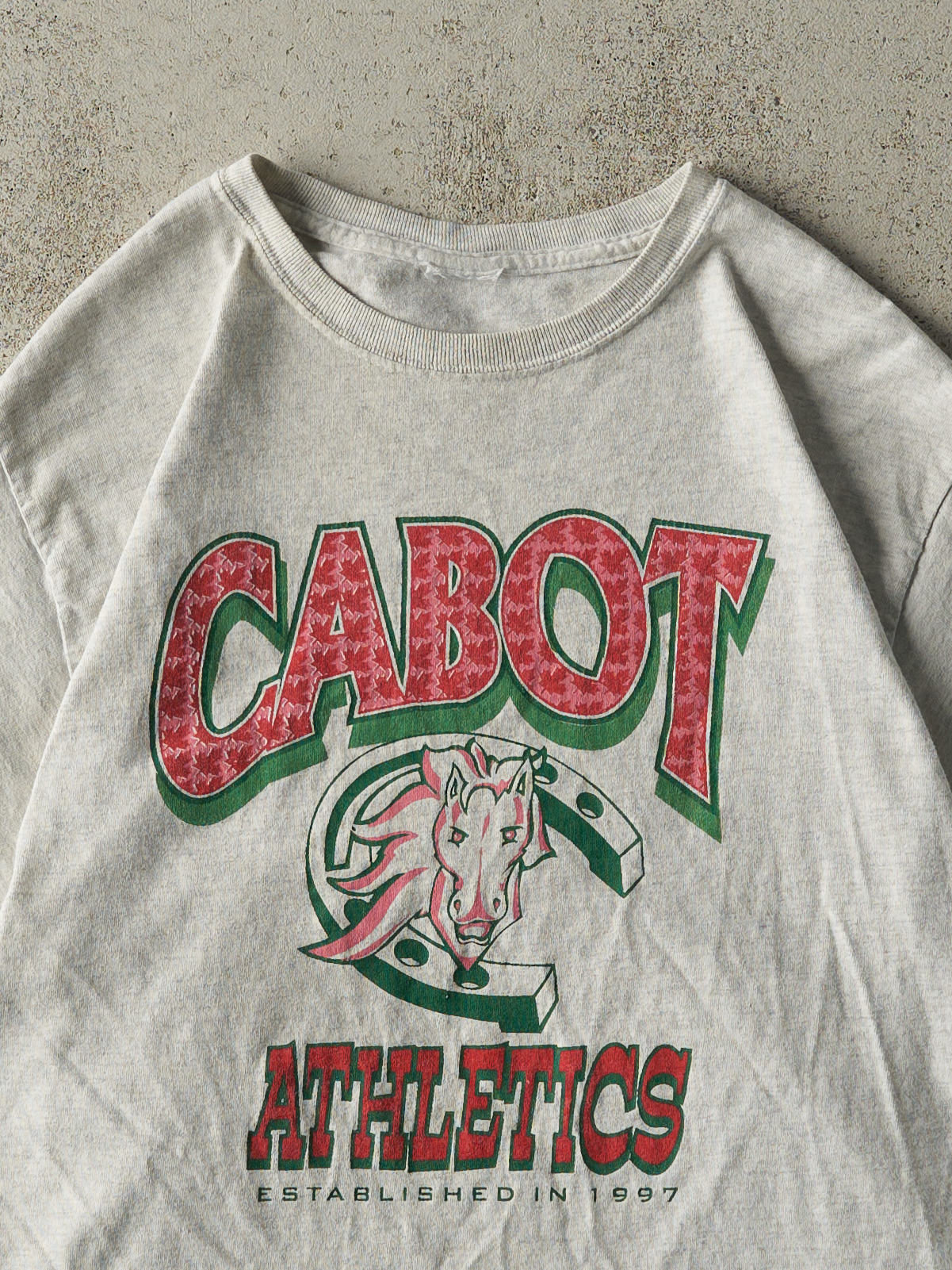 Vintage Y2K Heather Grey Cabot Athletics Tee (S/M)