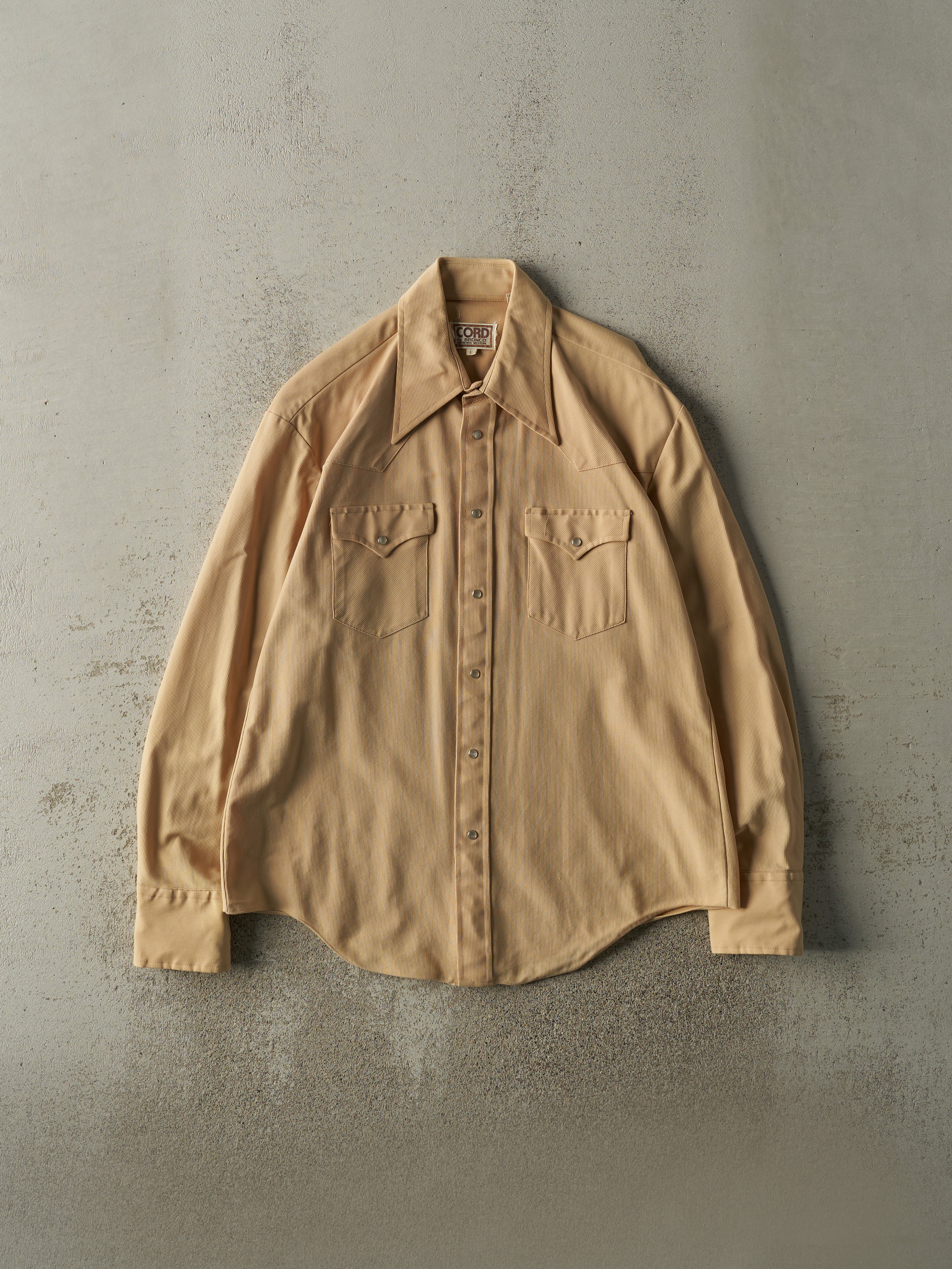 Vintage 70s Beige Western Button Up (L/XL)