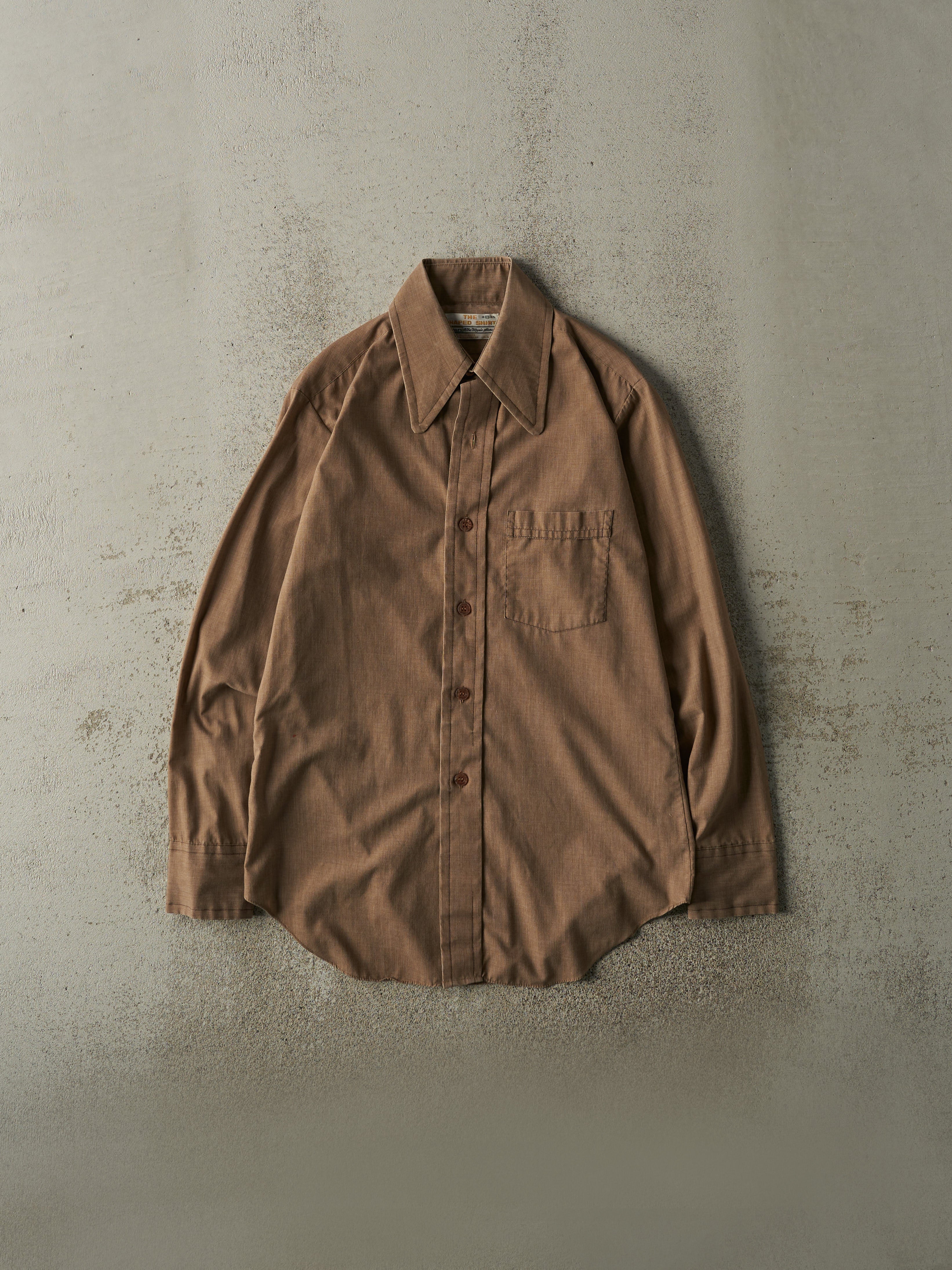 Vintage 70s Brown Western Style Button Up (L)