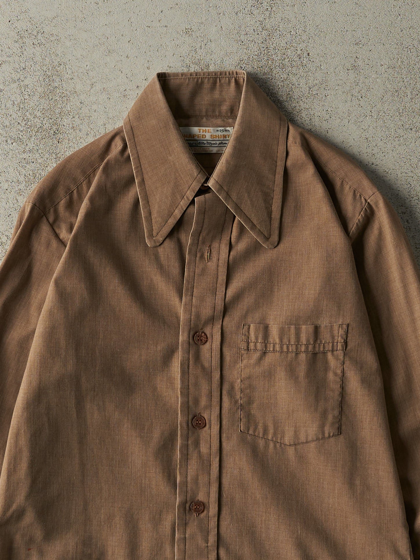 Vintage 70s Brown Western Style Button Up (L)