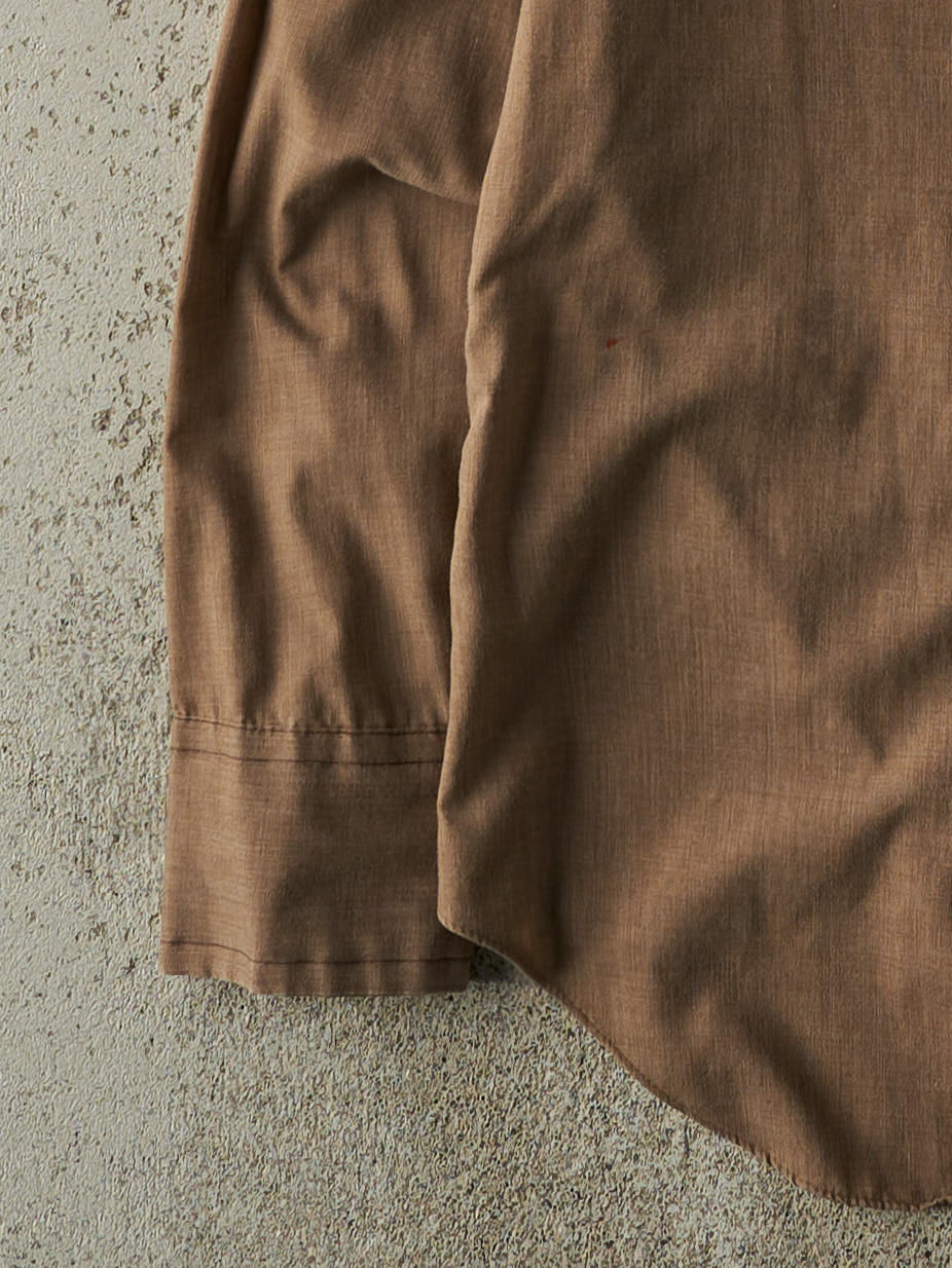 Vintage 70s Brown Western Style Button Up (L)