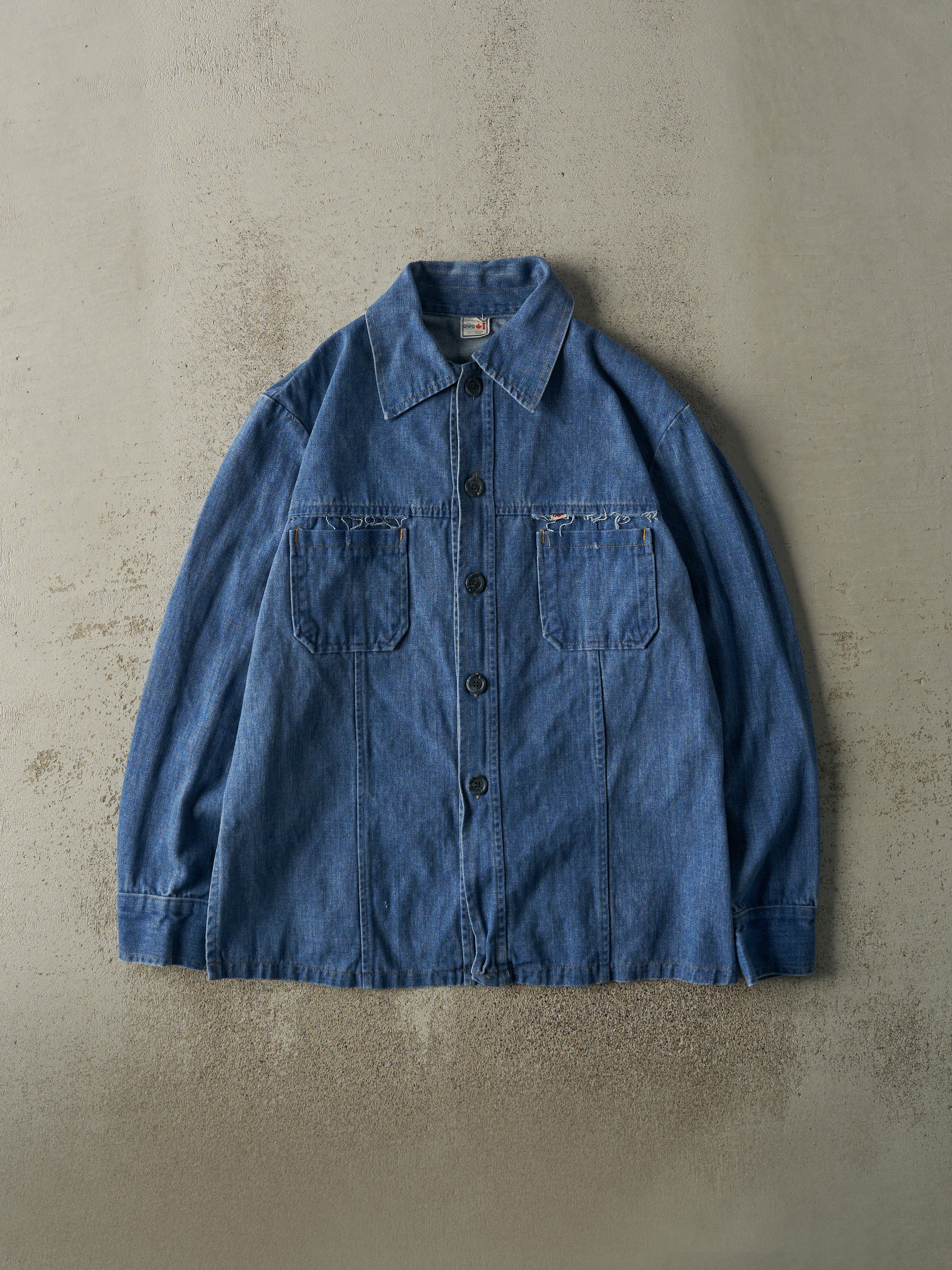 Vintage 80s Dark Wash Denim Button Up (L)