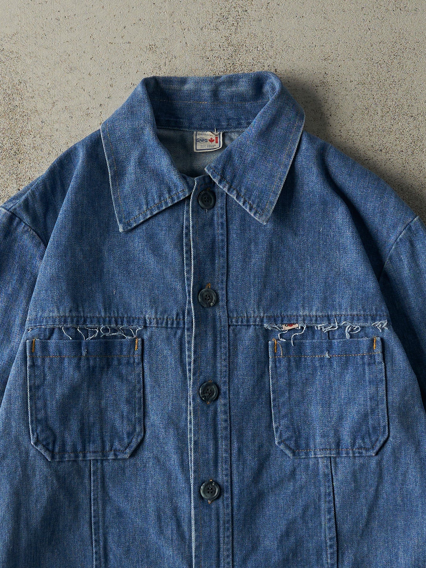 Vintage 80s Dark Wash Denim Button Up (L)