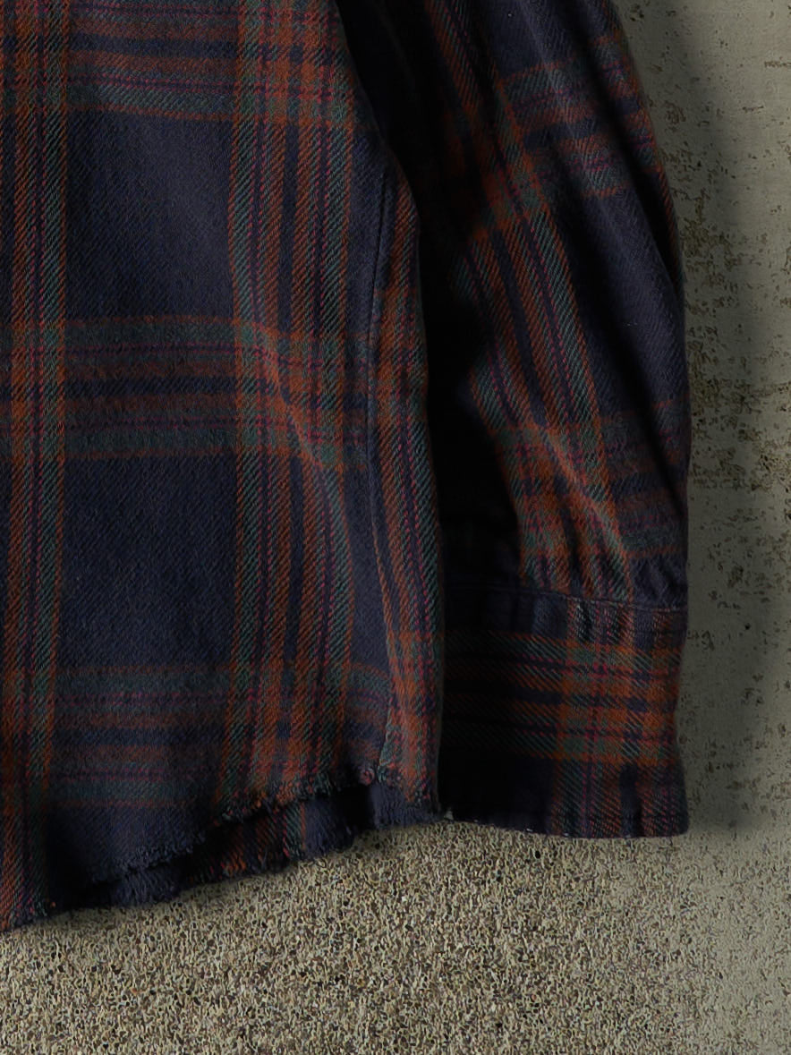 Vintage Y2K Navy Blue Wrangler Flannel Button Up (L)