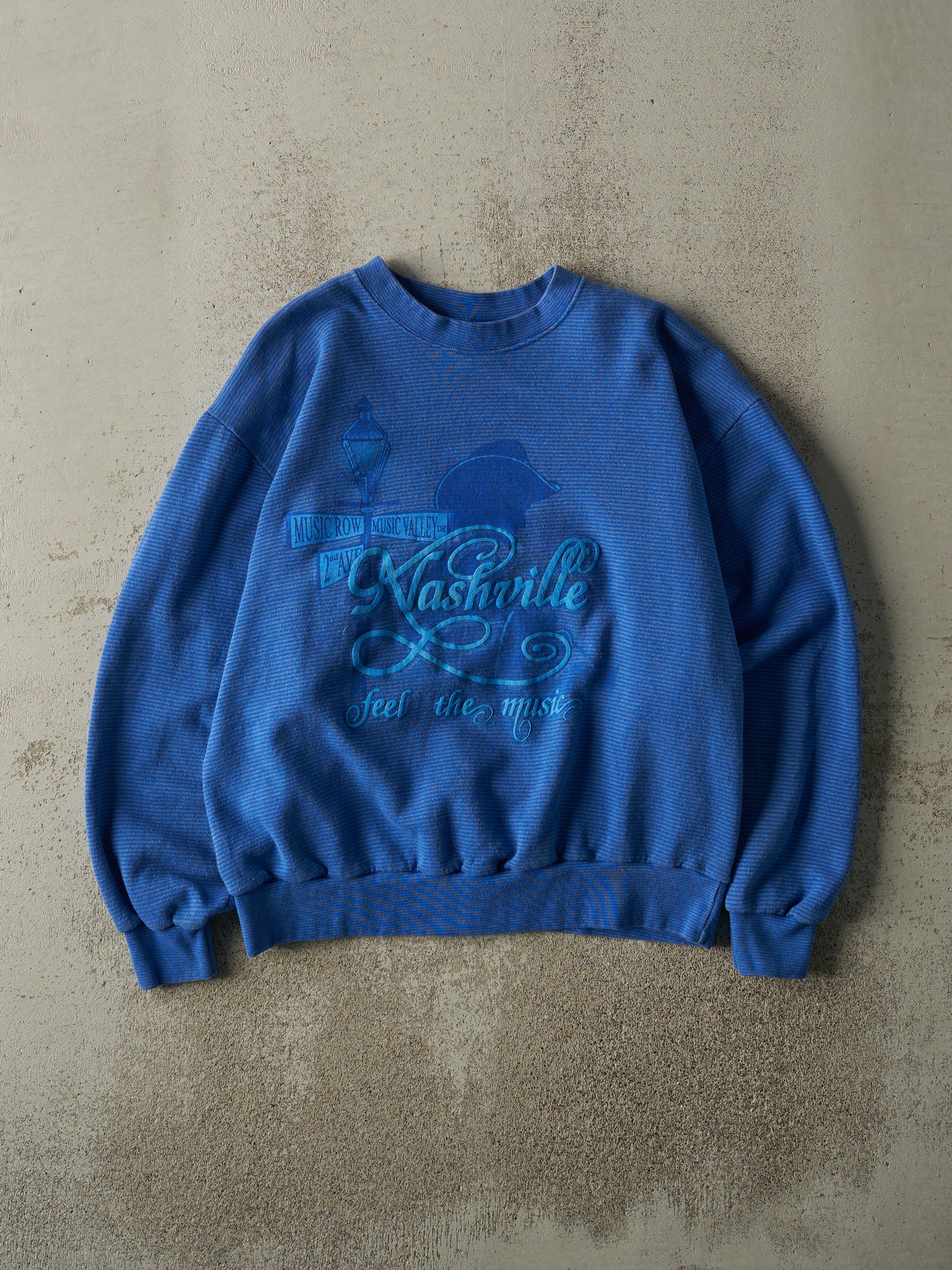 Vintage 80s Blue Striped Nashville Crewneck (M/L)
