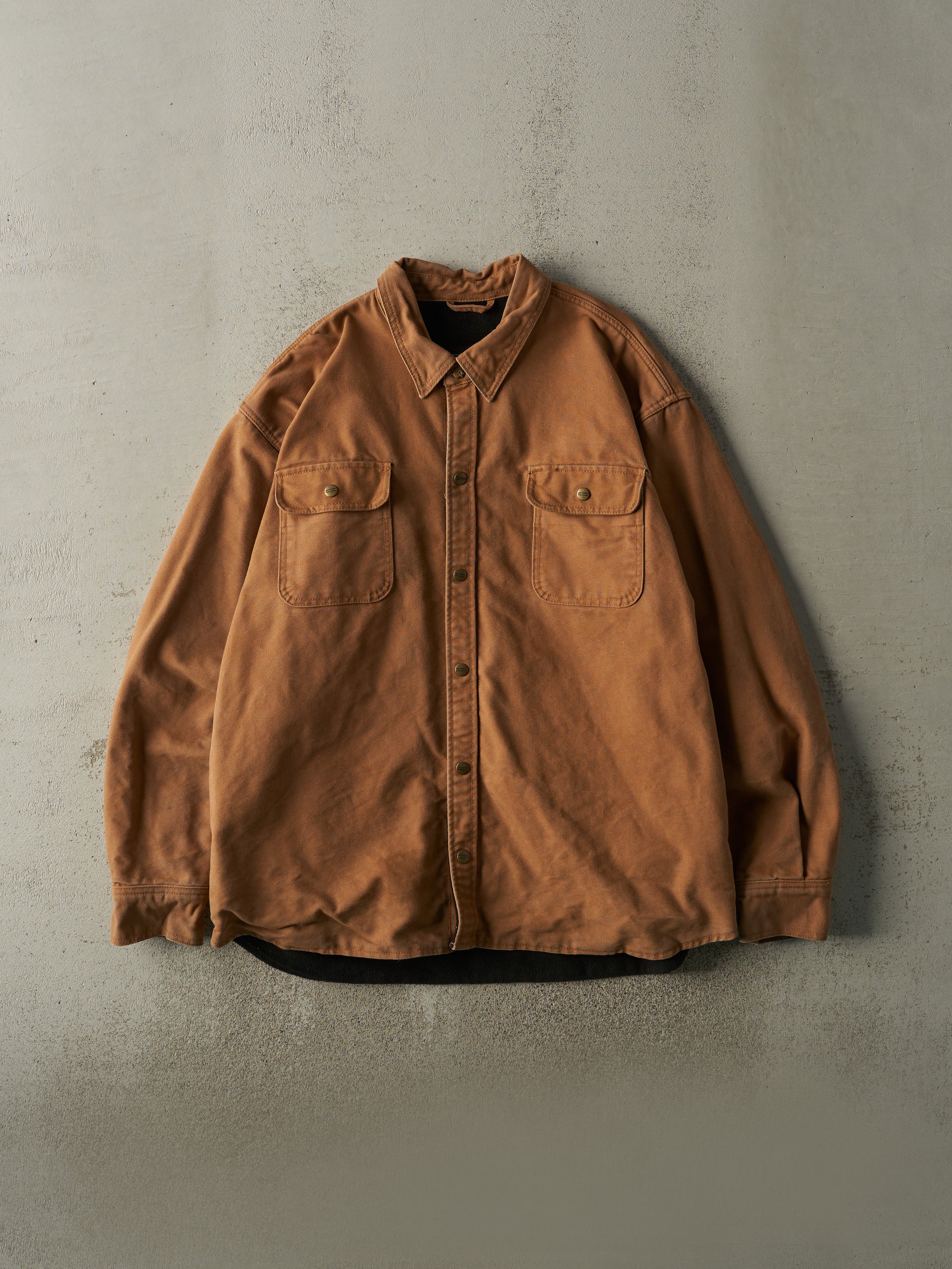 Vintage Y2K Camel Fleece Lined Button Up Jacket (XXL)