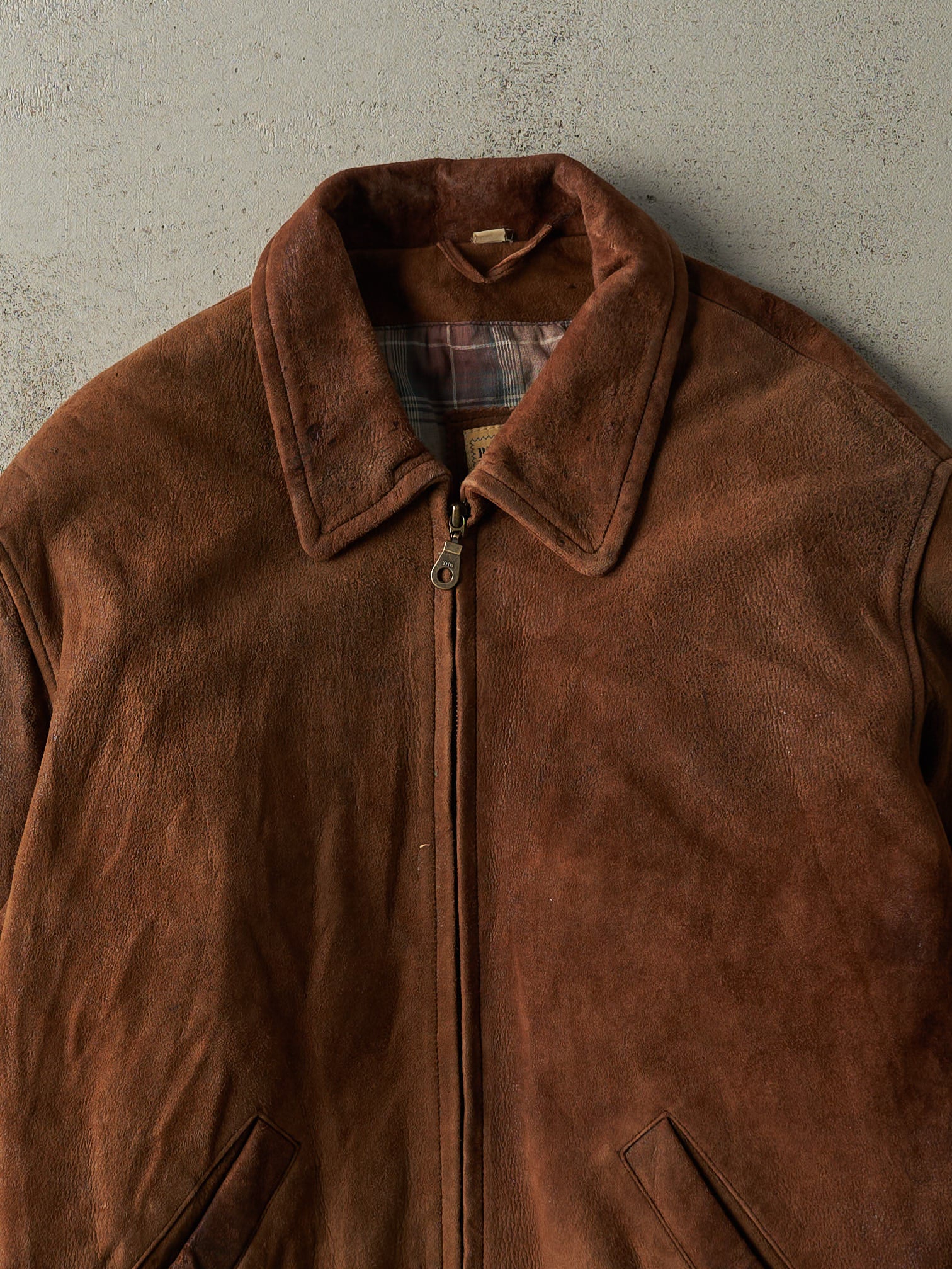 Vintage 80s Brown Patino Road Suede Leather Jacket (L/XL)