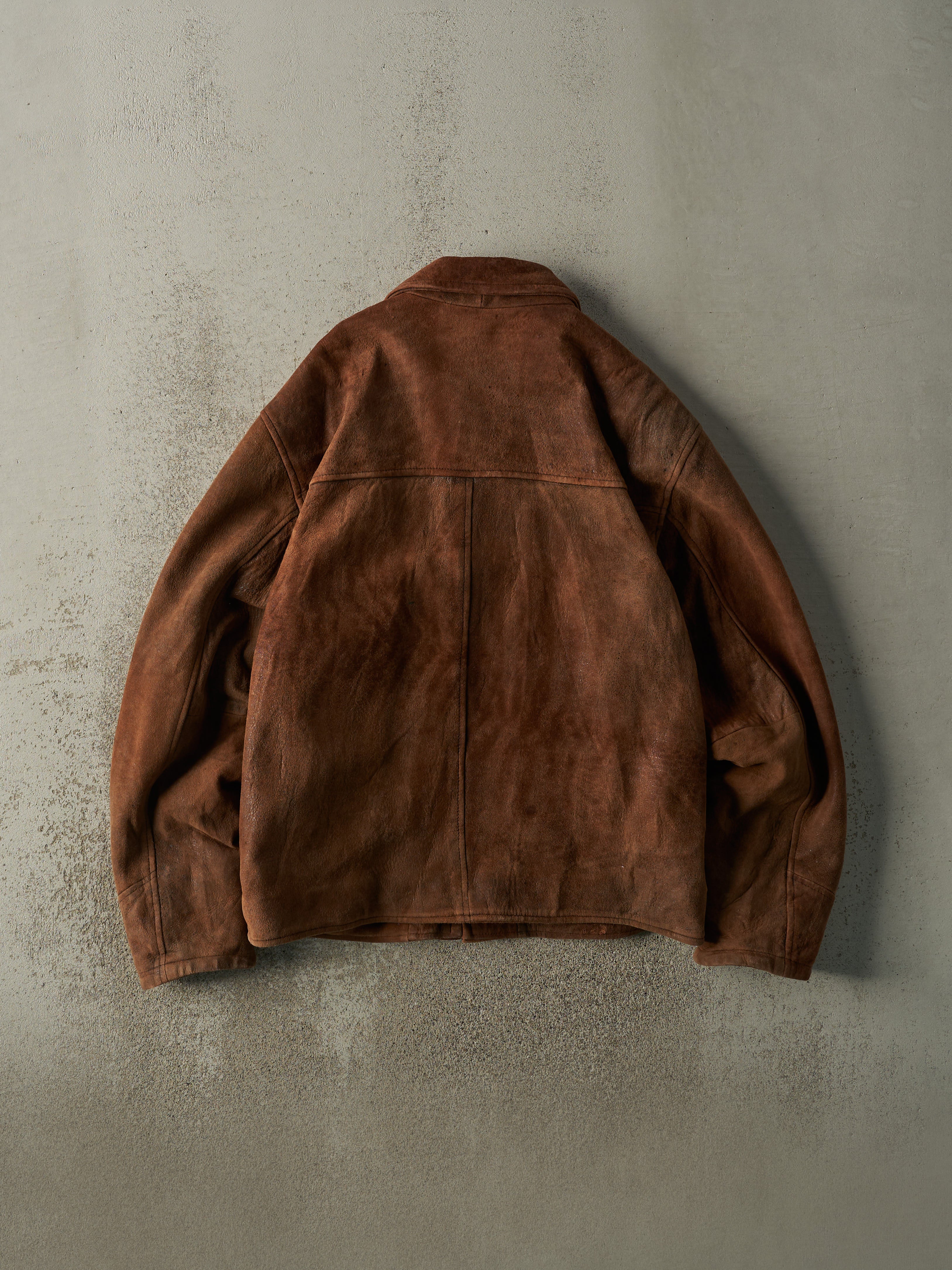 Vintage 80s Brown Patino Road Suede Leather Jacket (L/XL)