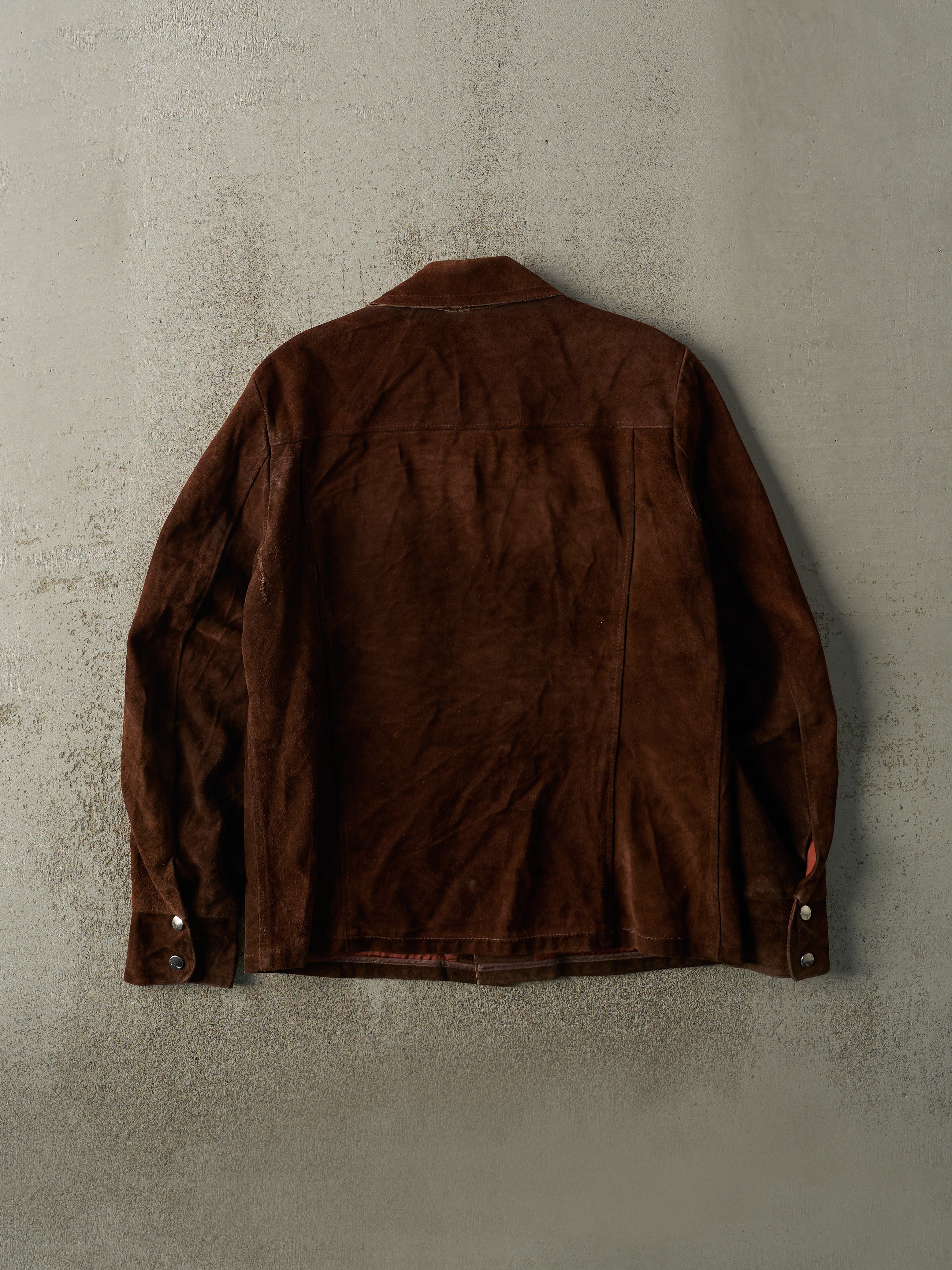 Vintage 70s Brown Suede Button Up Lightweight Jacket (L)