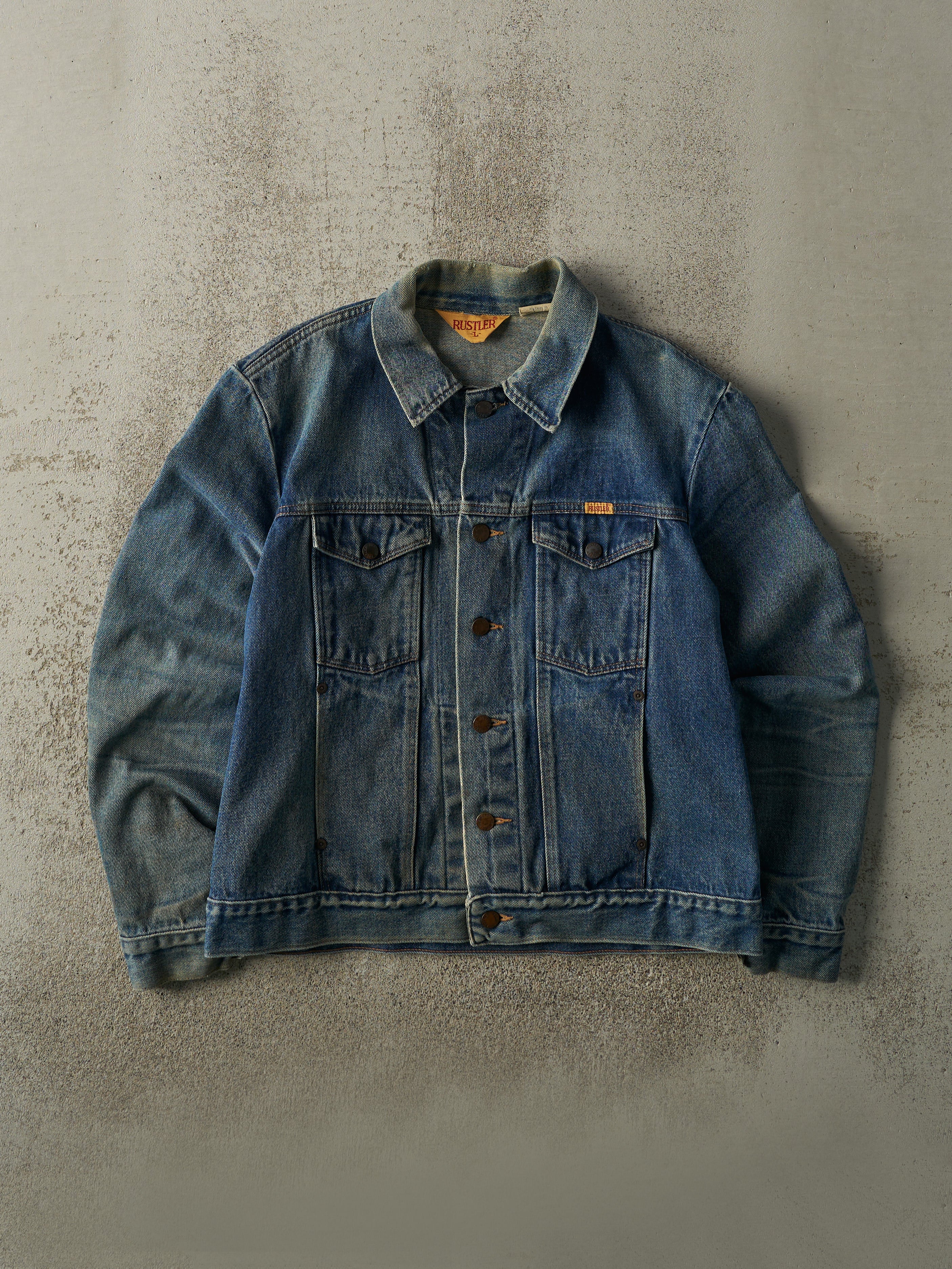 Vintage 80s Mid Wash Rustler Denim Jacket (M)